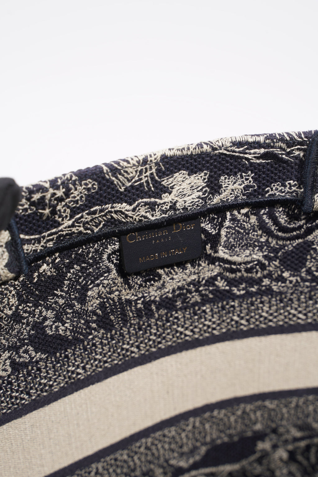 Christian Dior Womens Book Tote Blue Toile de Jouy Reverse Embroidery Medium
