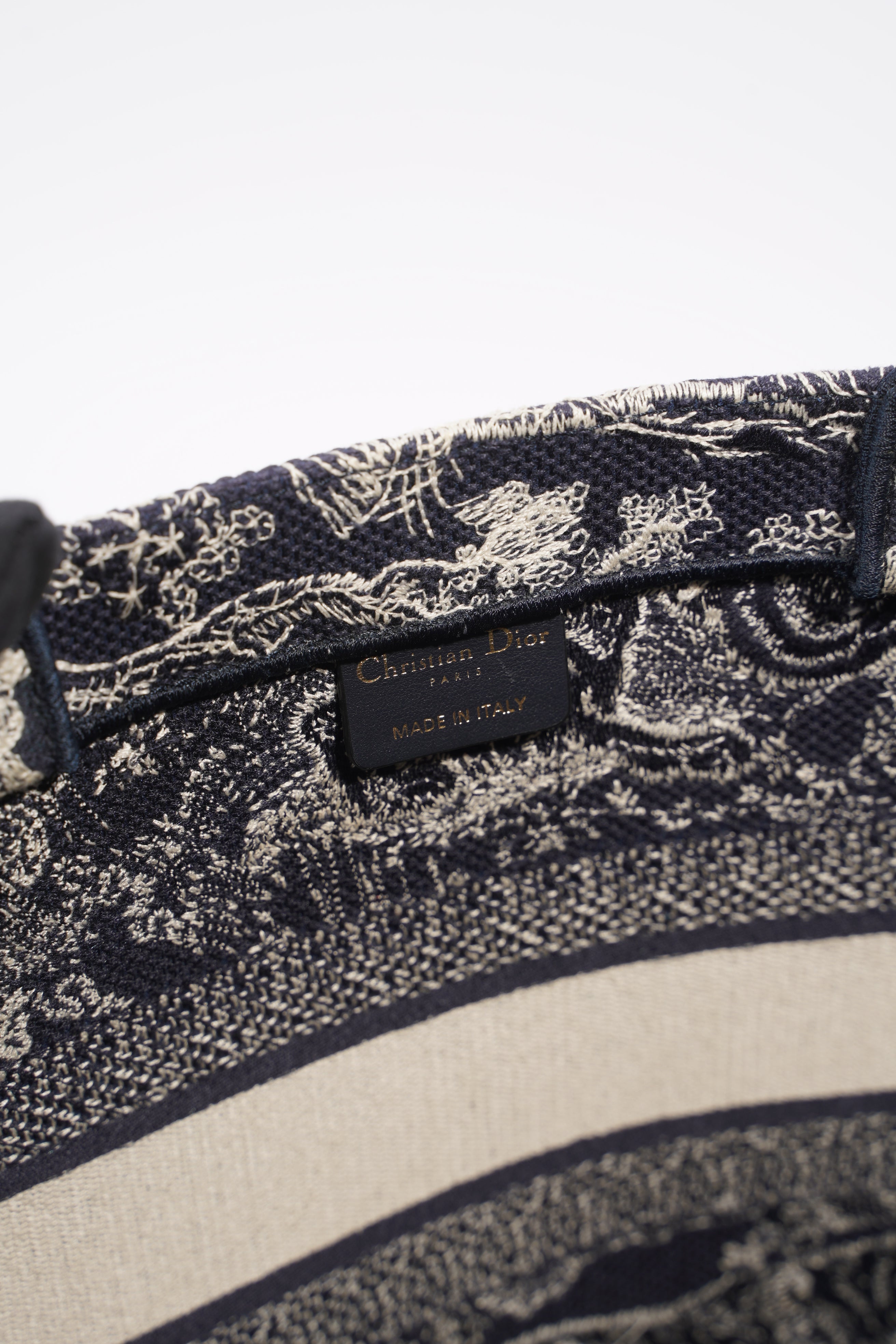 Christian Dior Womens Book Tote Blue Toile de Jouy Reverse Embroidery Medium