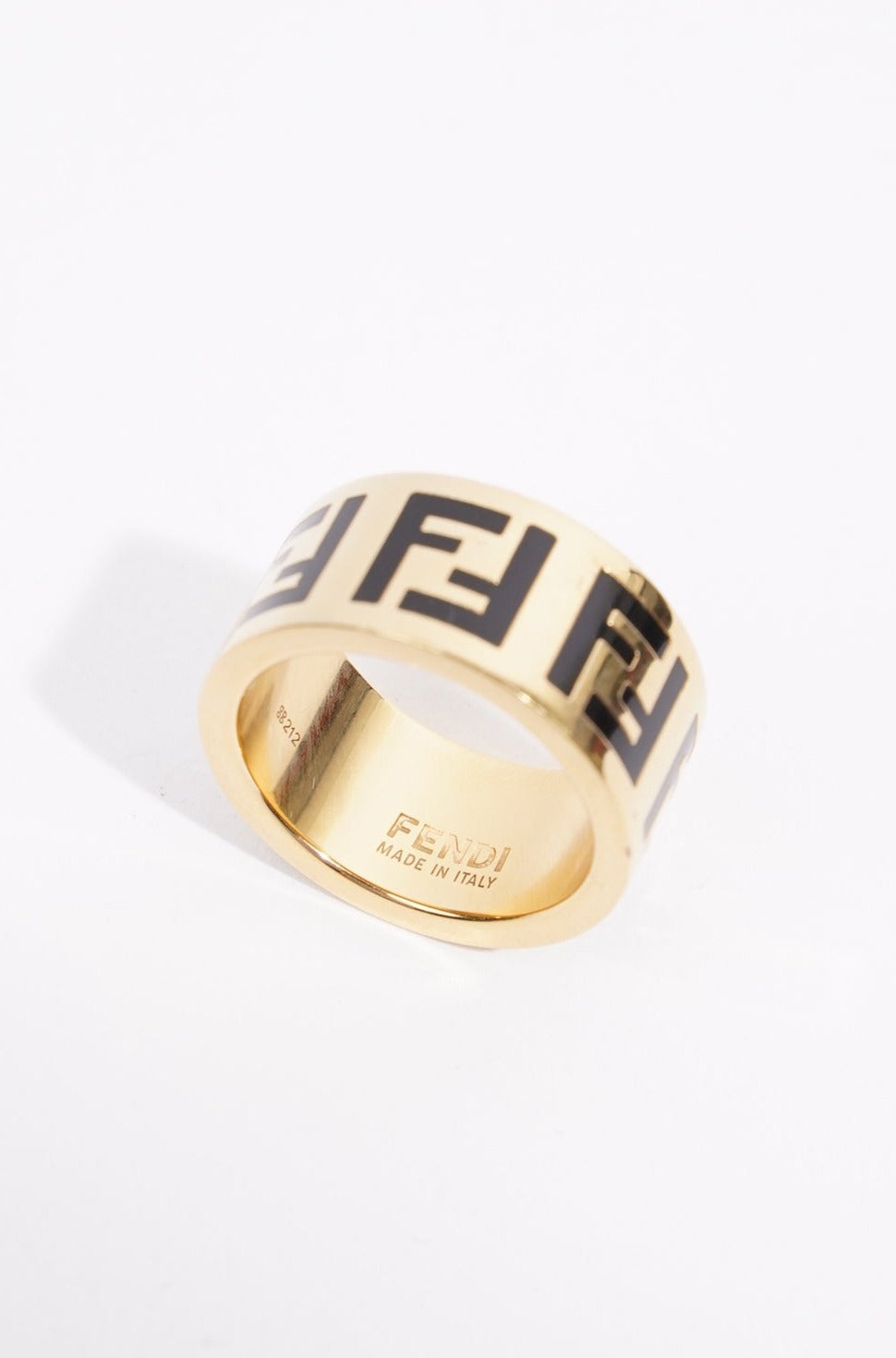 Fendi Womens F Ring Golden Finish Brass Medium