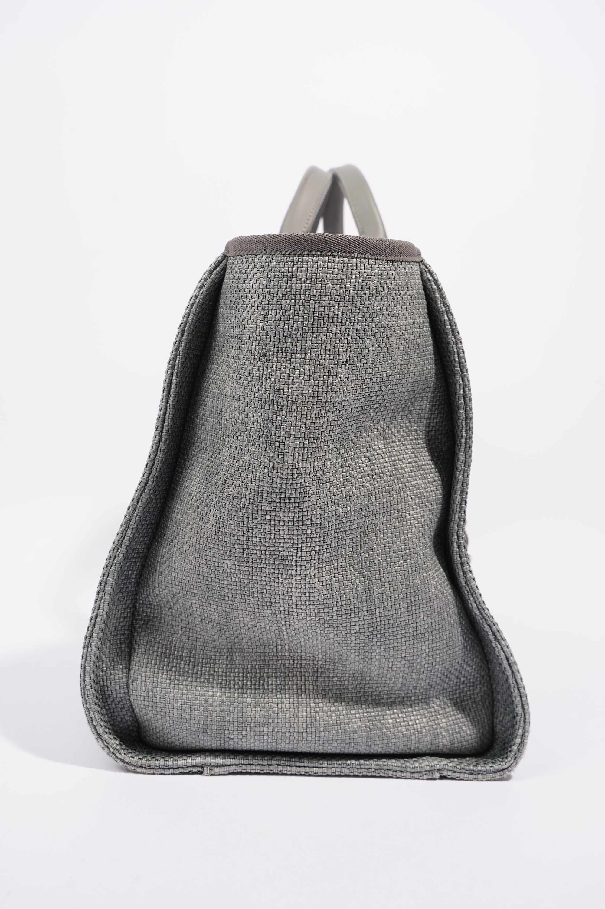 Chanel Womens Deauville Bag Grey Canvas Small