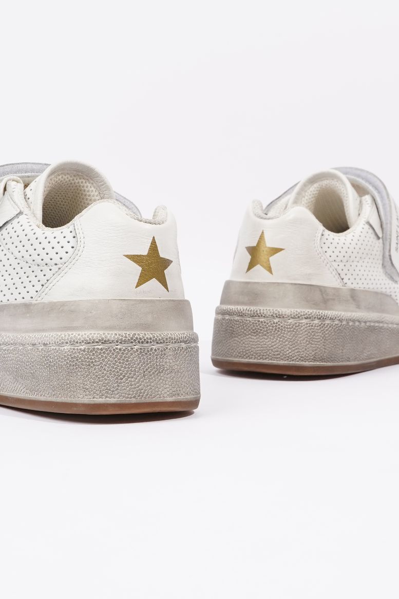 Saint Laurent Womens SL24 Low Top Sneaker Distressed White EU 37.5 / UK 4.5