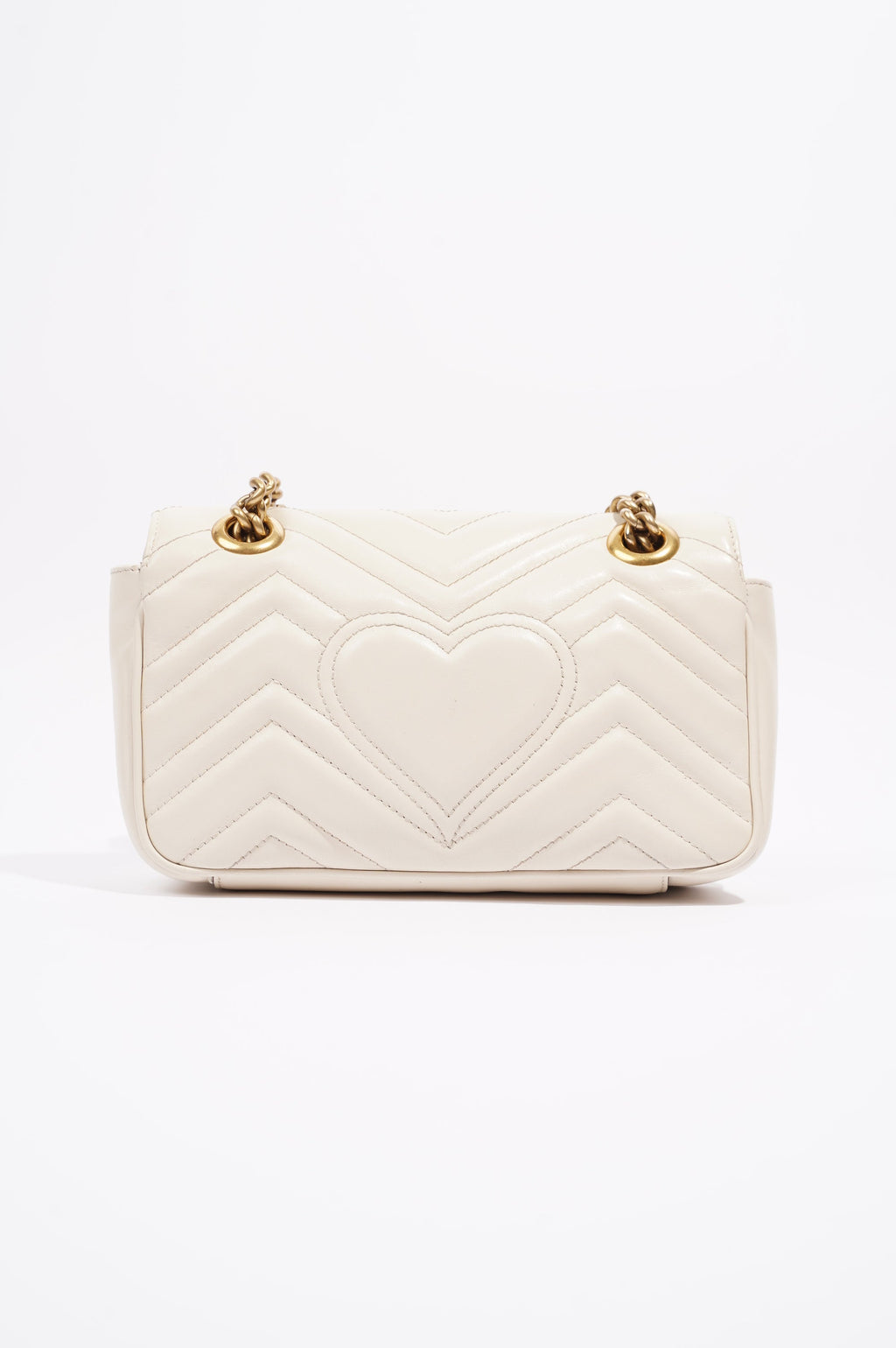 Gucci Womens Marmont Flap White Matelasse Mini