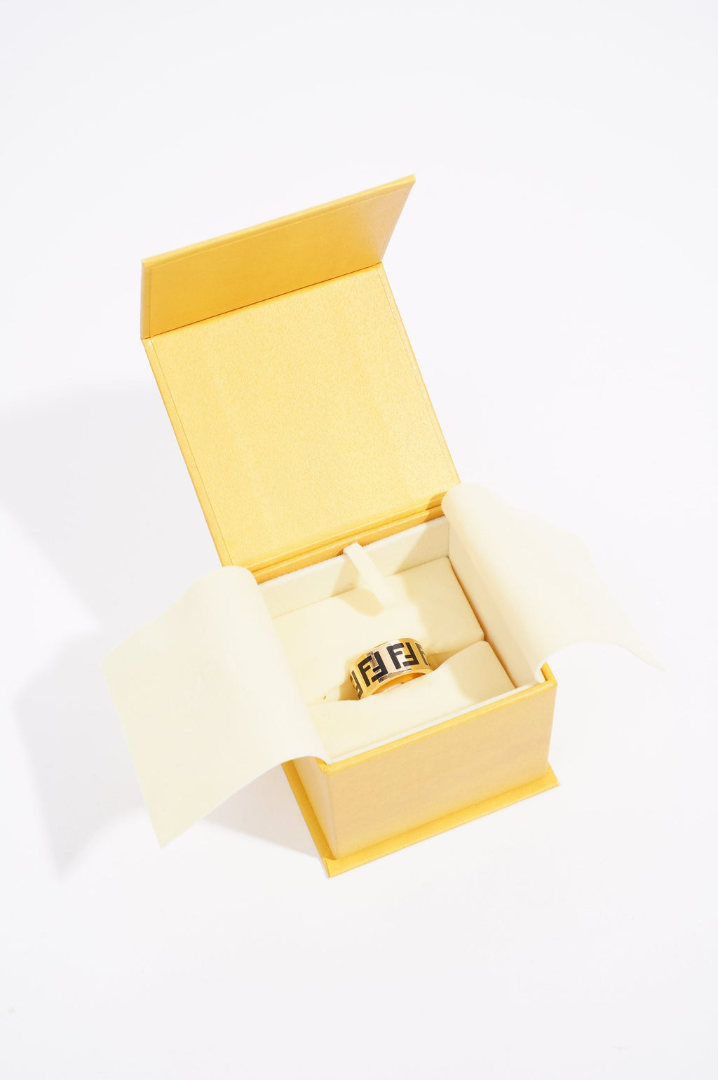 Fendi Womens F Ring Golden Finish Brass Medium