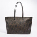 Fendi Womens Zucca Roll Tote Bag Monogram Canvas Medium