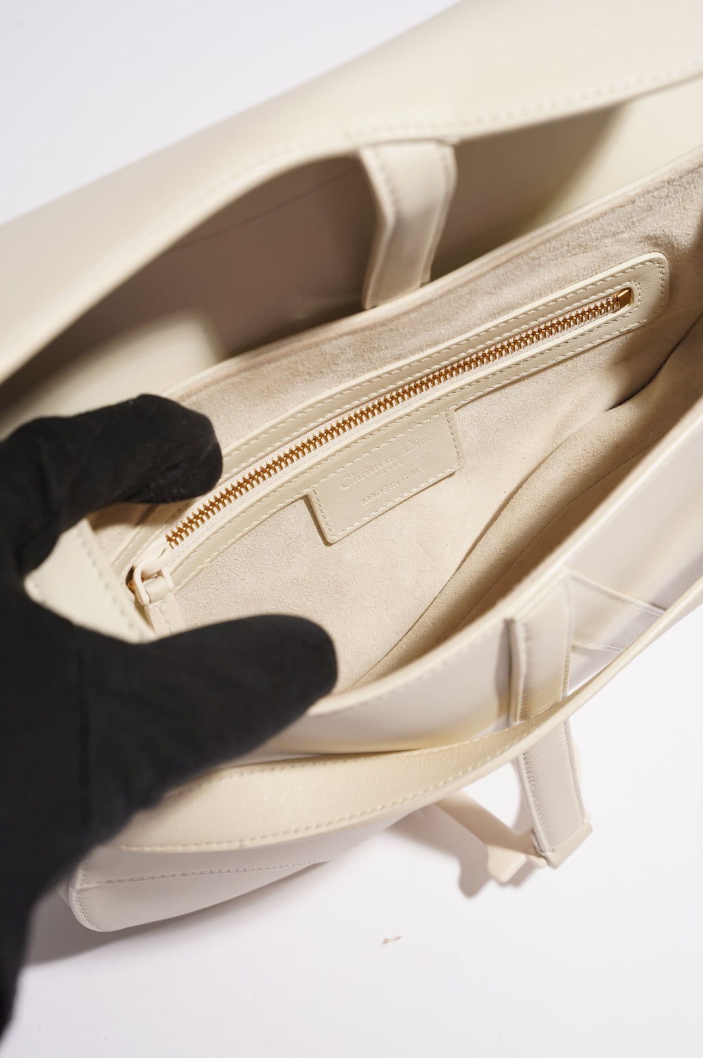 Christian Dior Womens Saddle Bag White Leather
