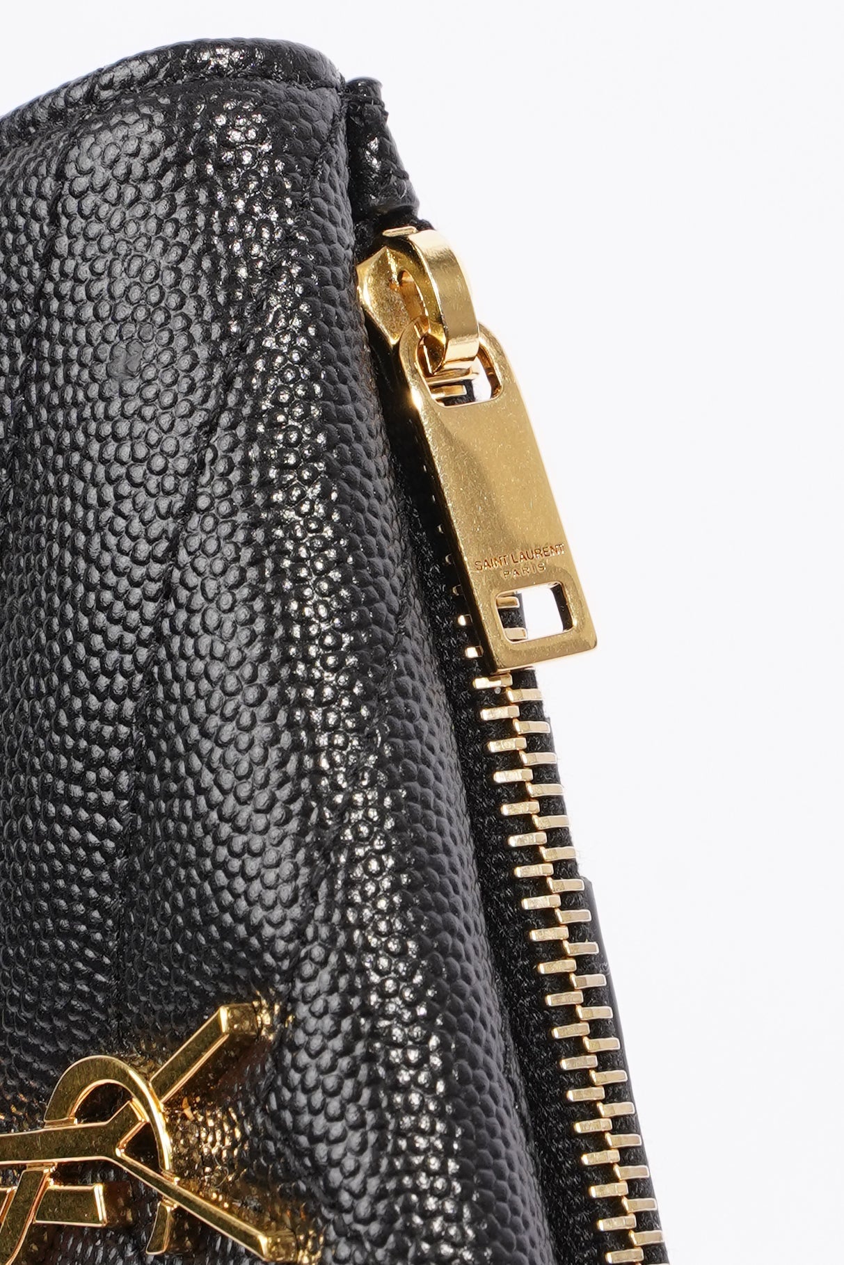 Saint Laurent Womens Cassandre Card Holder Black Leather