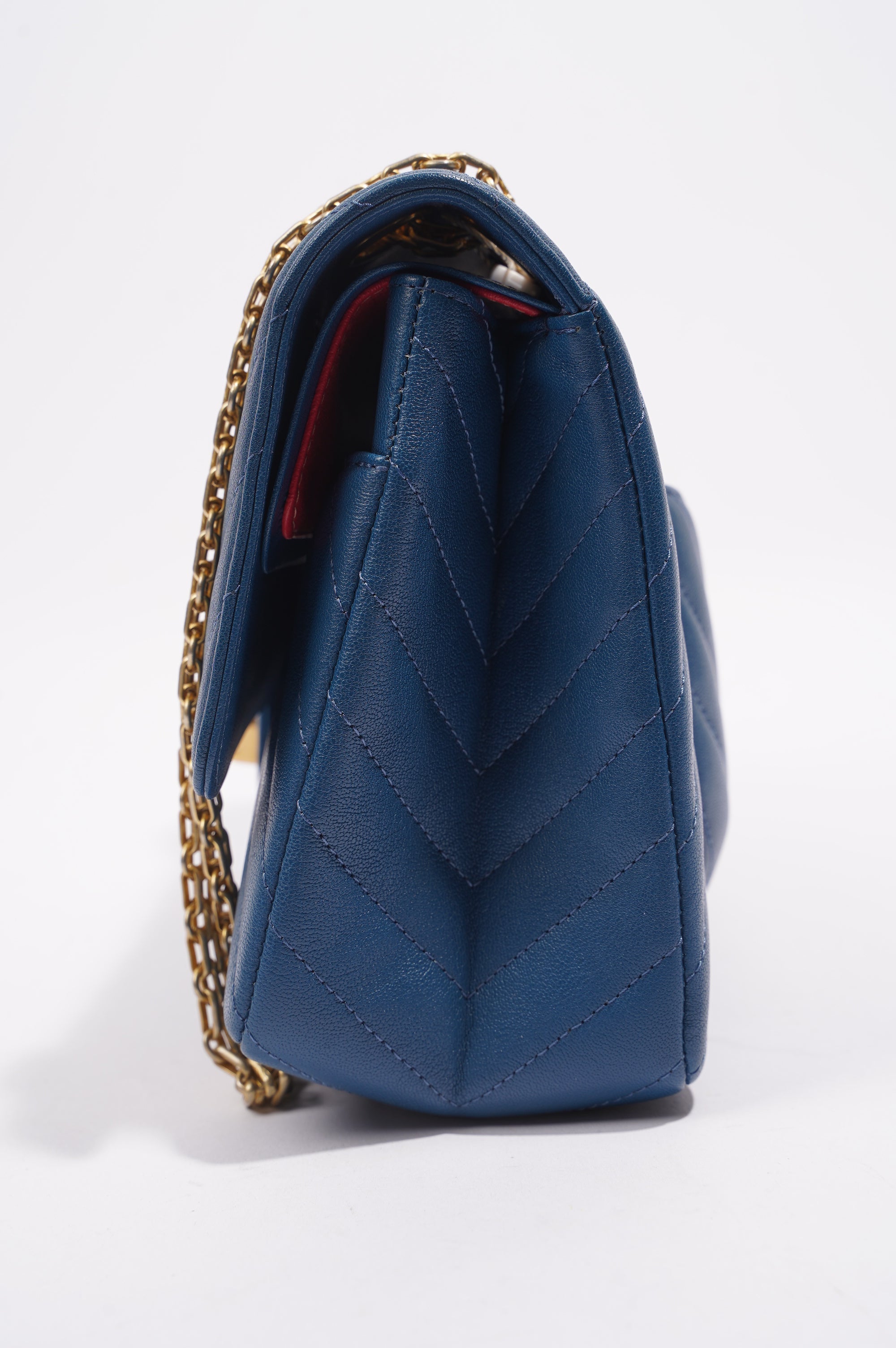 Chanel Womens Lambskin Reissue 2.55 Blue Leather