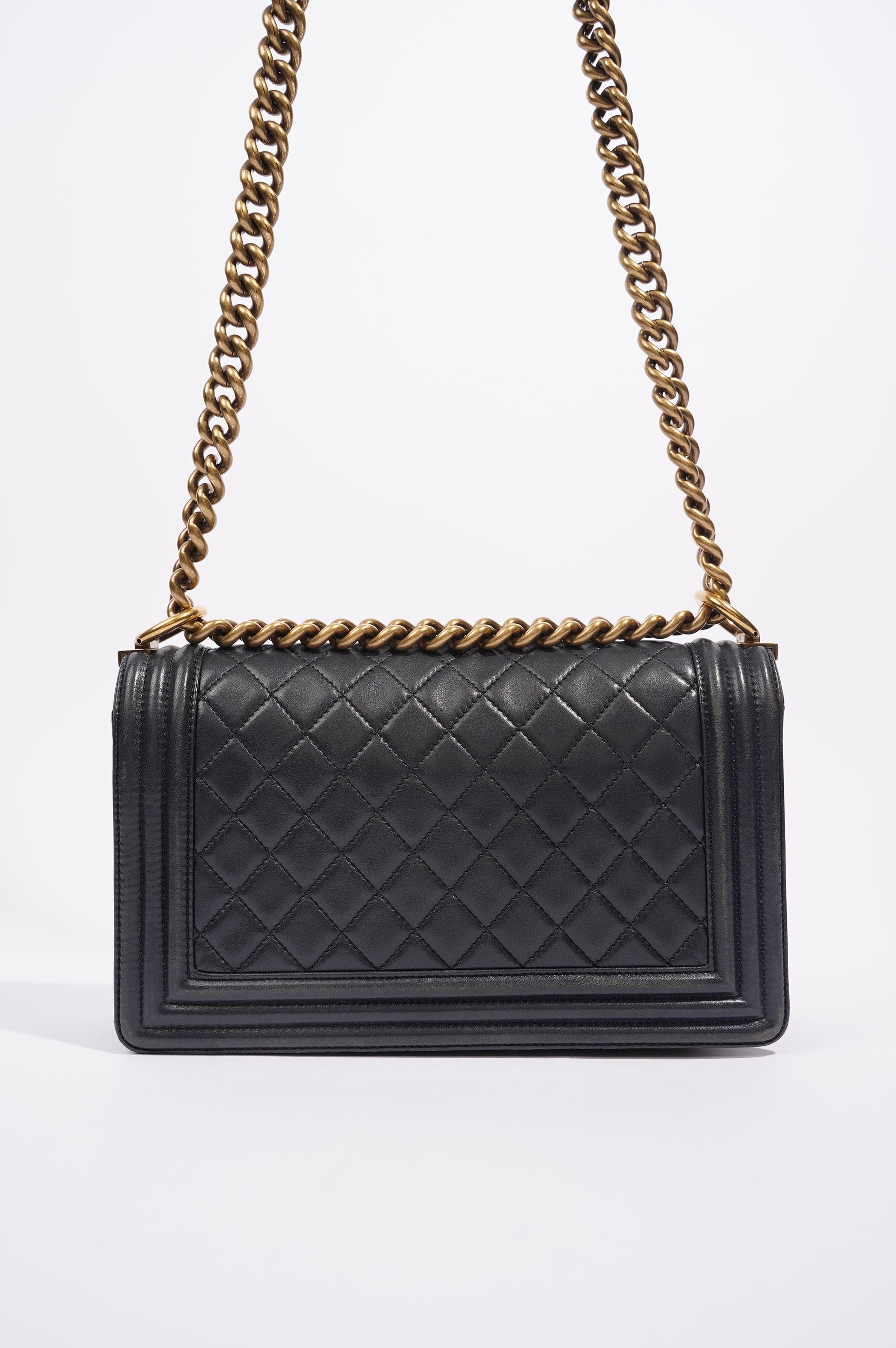 Chanel Womens Boy Bag Navy Lambskin Medium