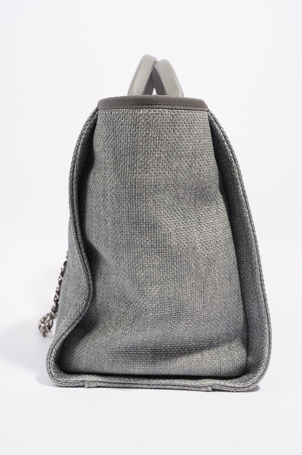 Chanel Womens Deauville Bag Grey Canvas Small