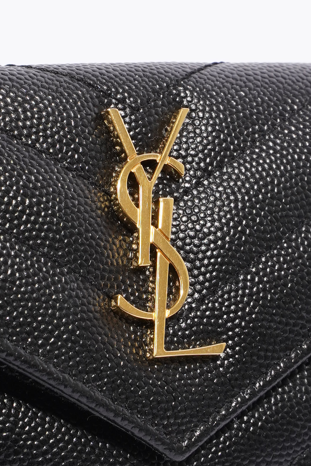 Saint Laurent Womens Cassandre Card Holder Black Leather