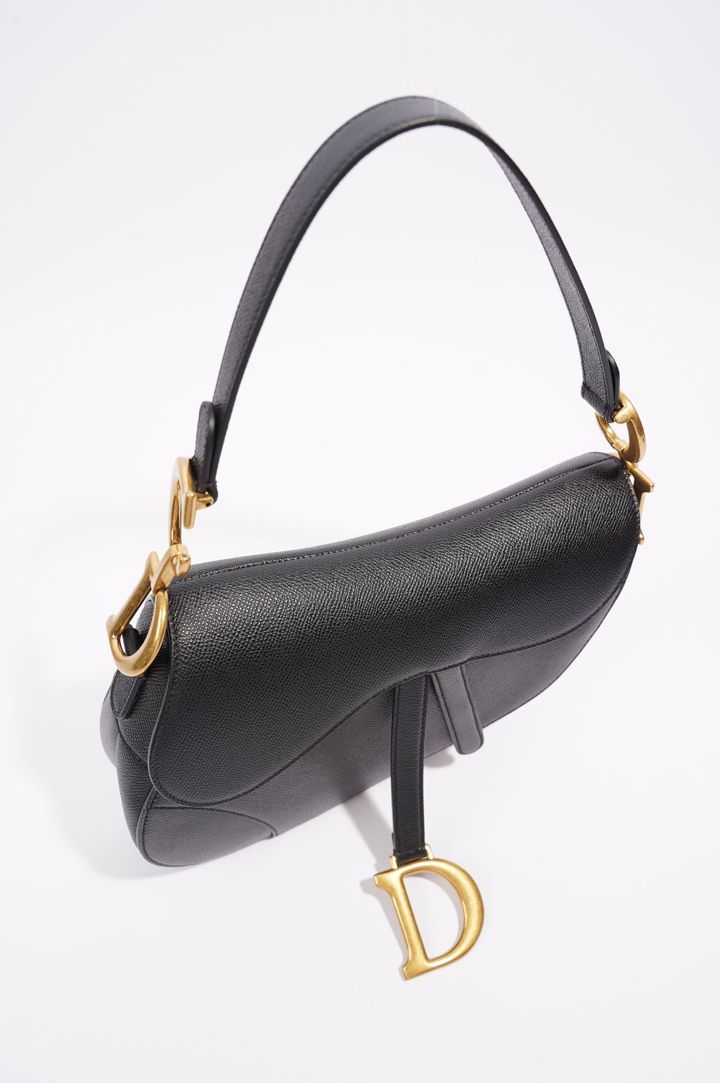 Christian Dior Womens Saddle Bag Black Leather