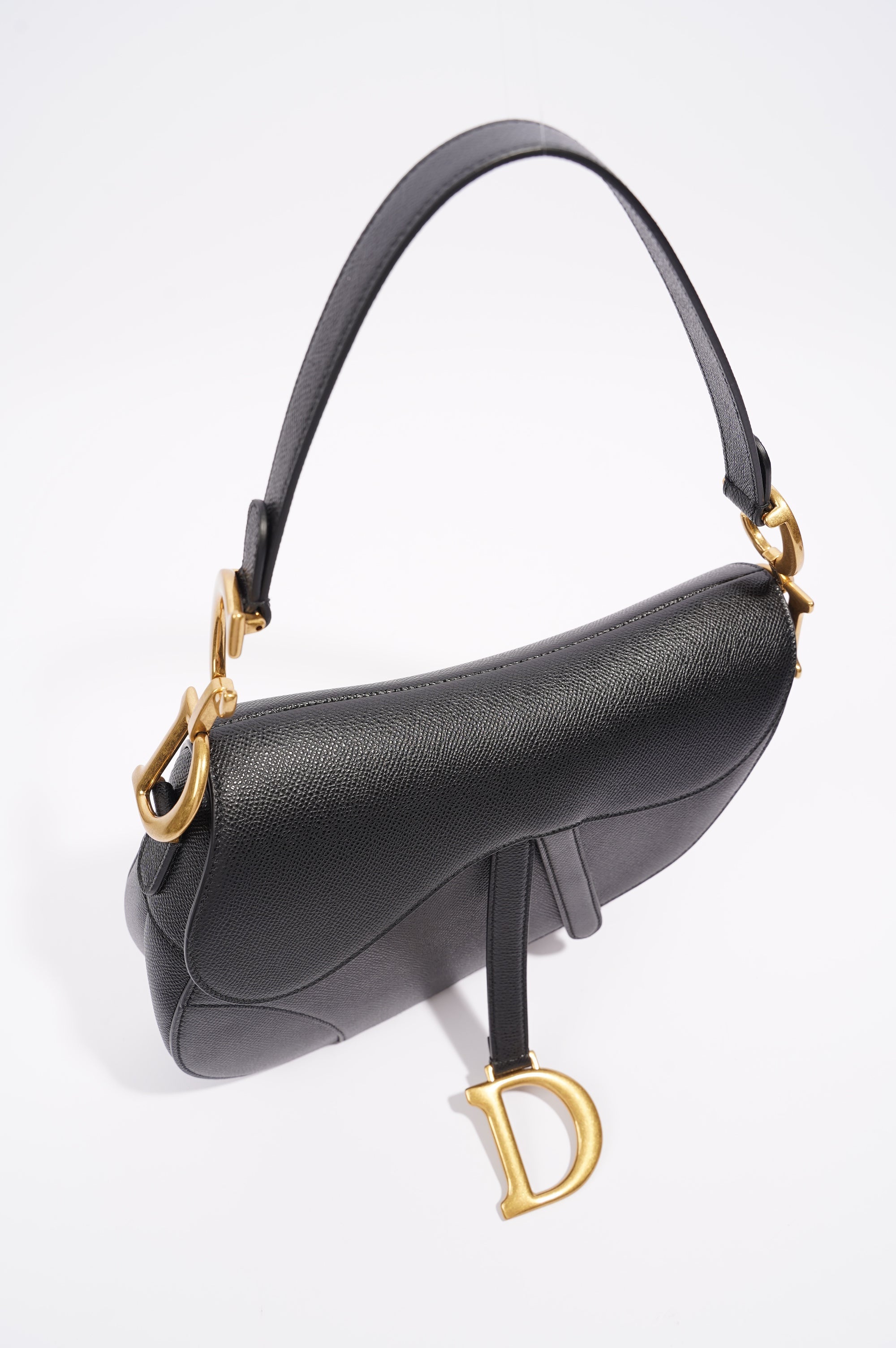 Christian Dior Womens Saddle Bag Black Leather