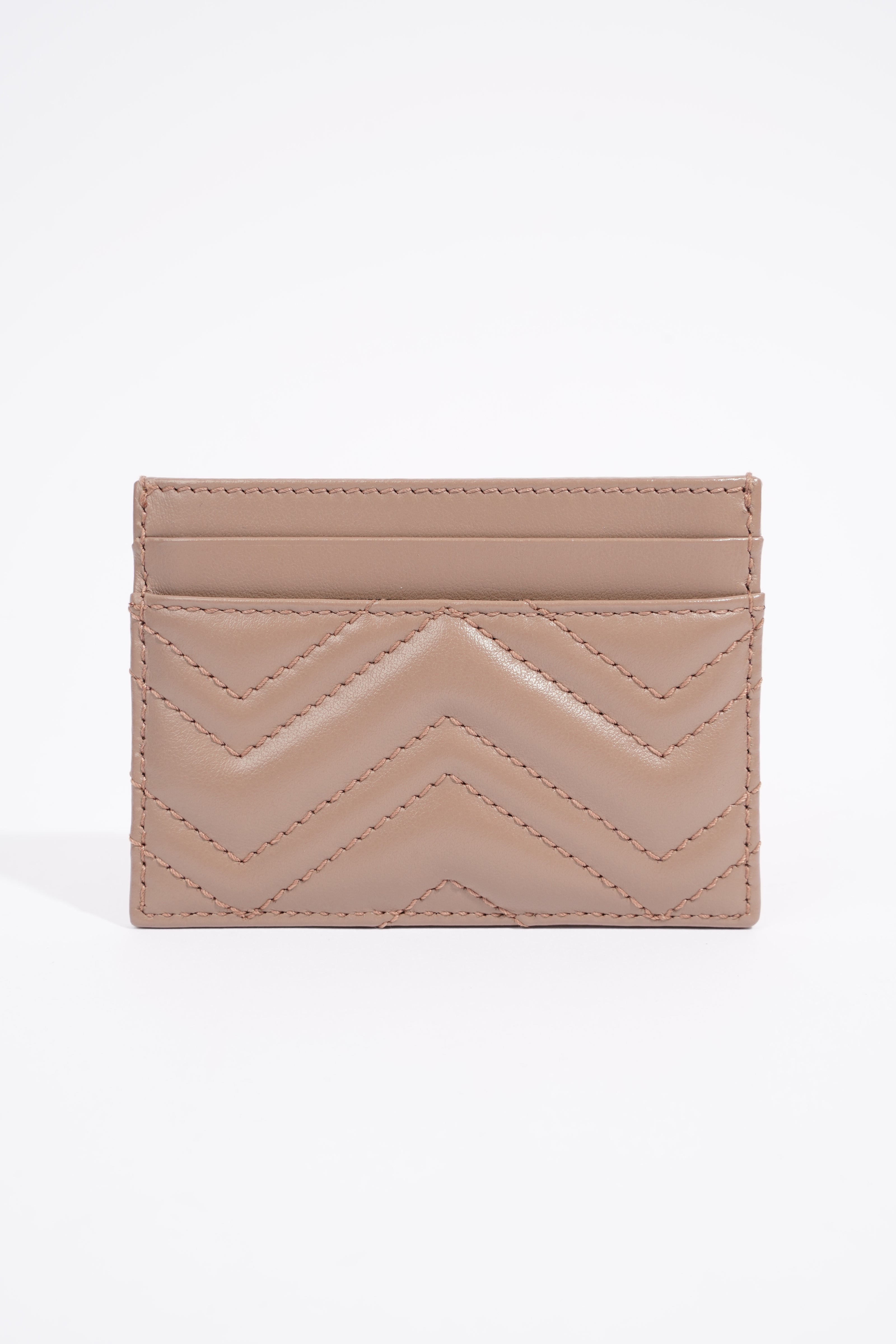 Gucci Womens Marmont GG Card Holder Mauve Leather