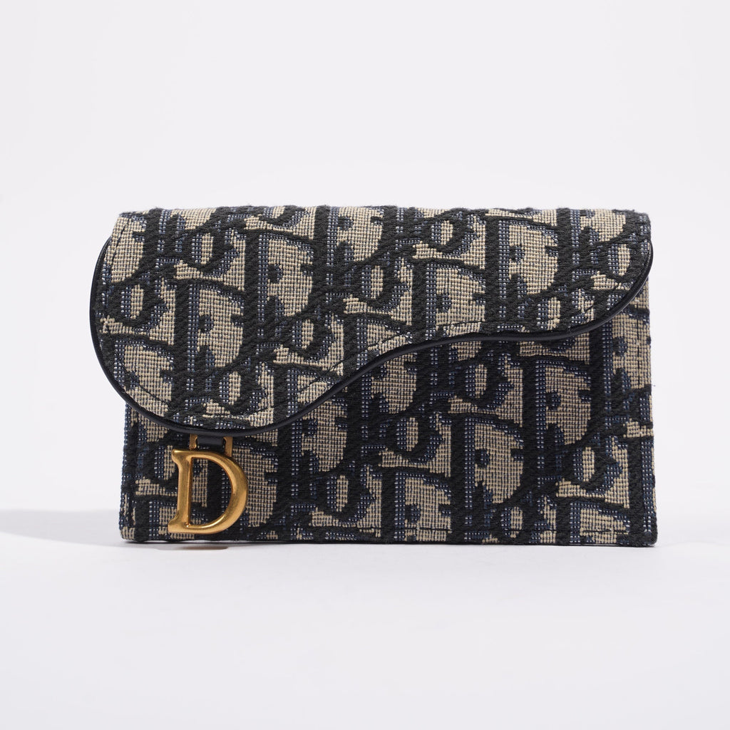 Christian Dior Womens Saddle Flap Compact Zipped Card Holder Oblique