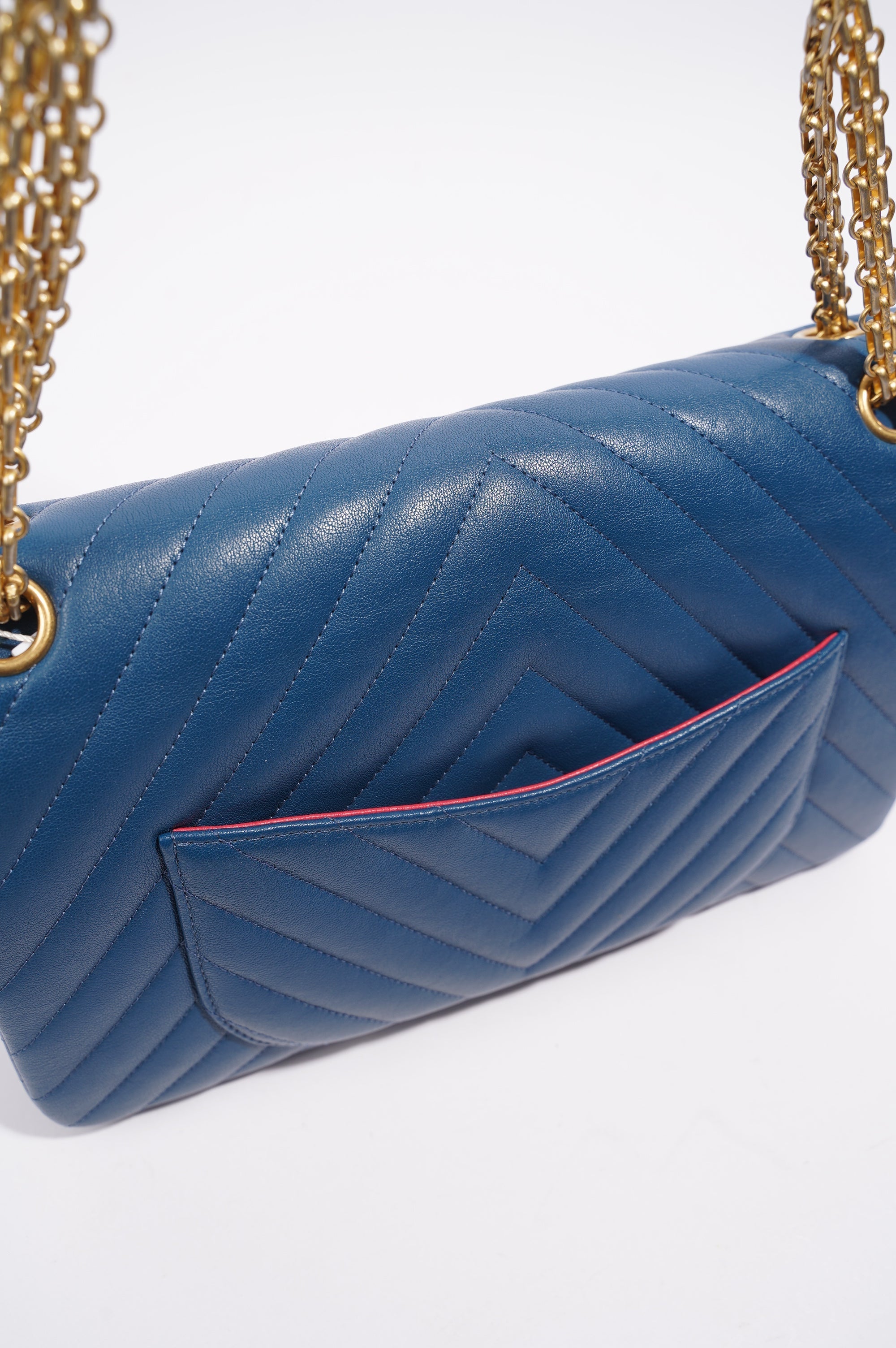 Chanel Womens Lambskin Reissue 2.55 Blue Leather