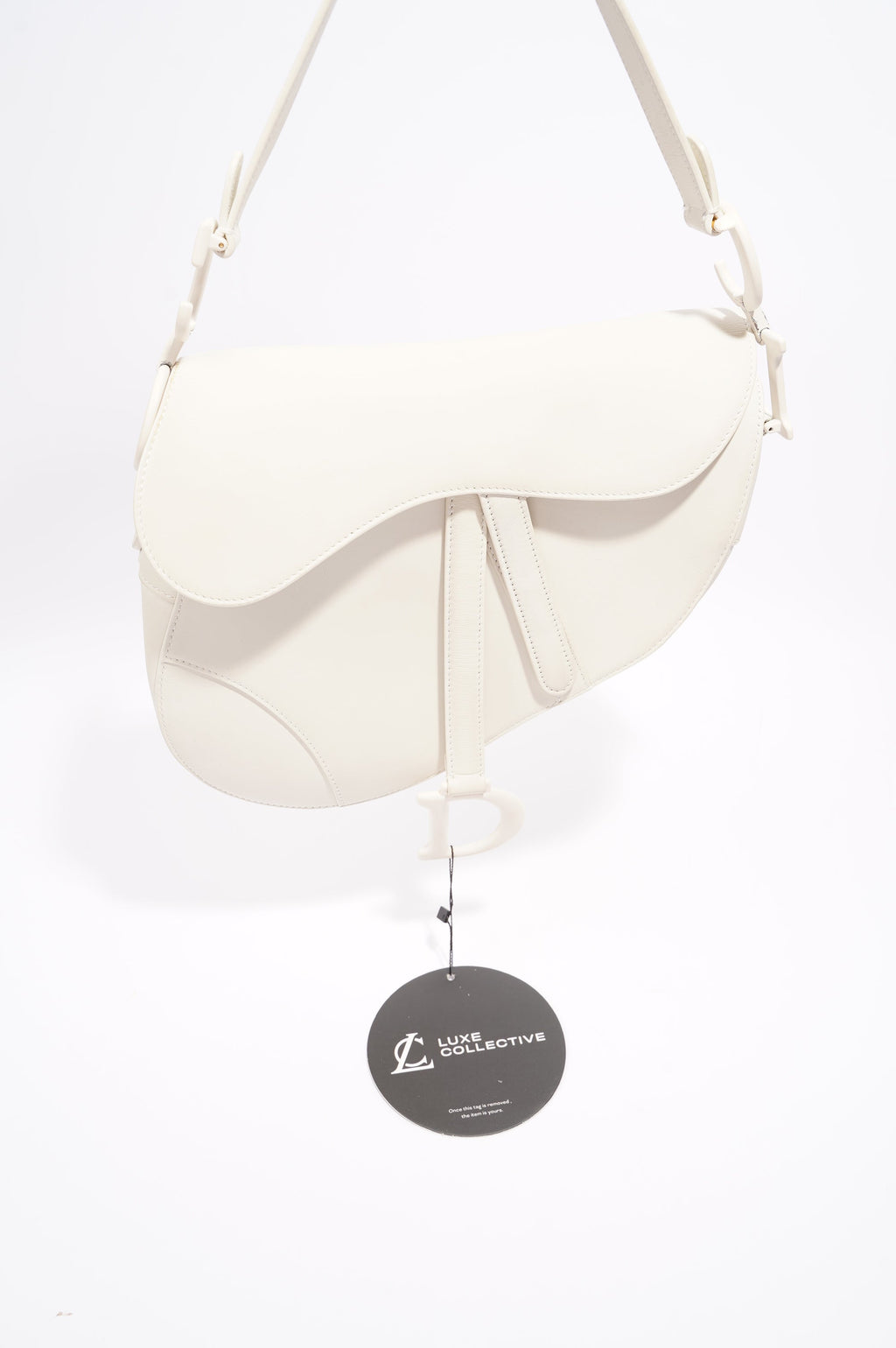 Christian Dior Womens Saddle Bag White Leather