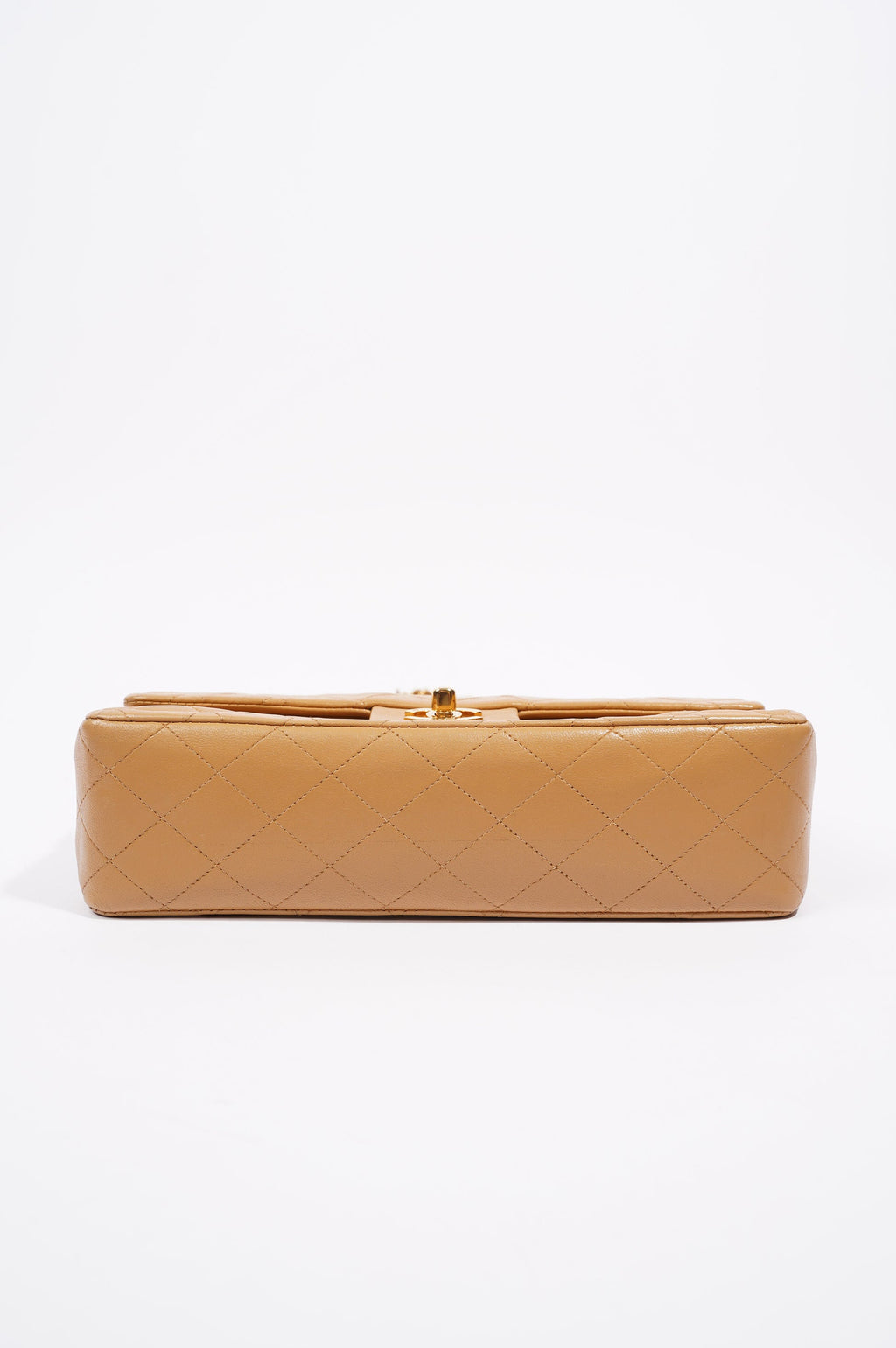 Chanel Womens Lambskin Classic Flap Beige Medium