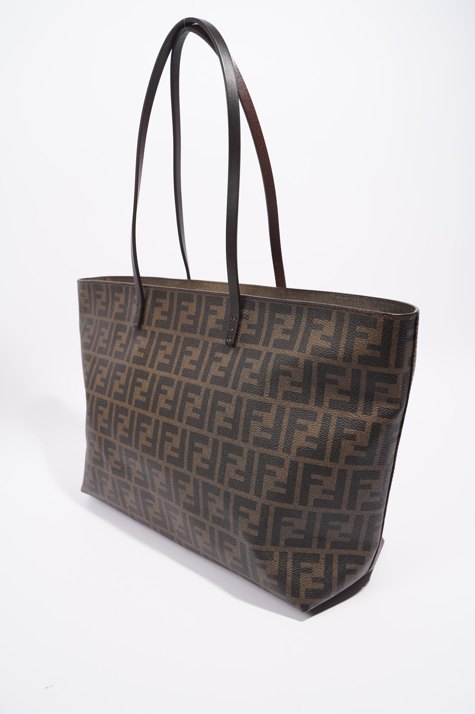 Fendi Womens Zucca Roll Tote Bag Monogram Canvas Medium