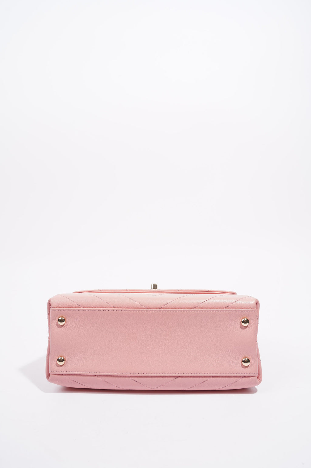 Chanel Womens Chevron Chic Top Handle Bag Pink Caviar Small