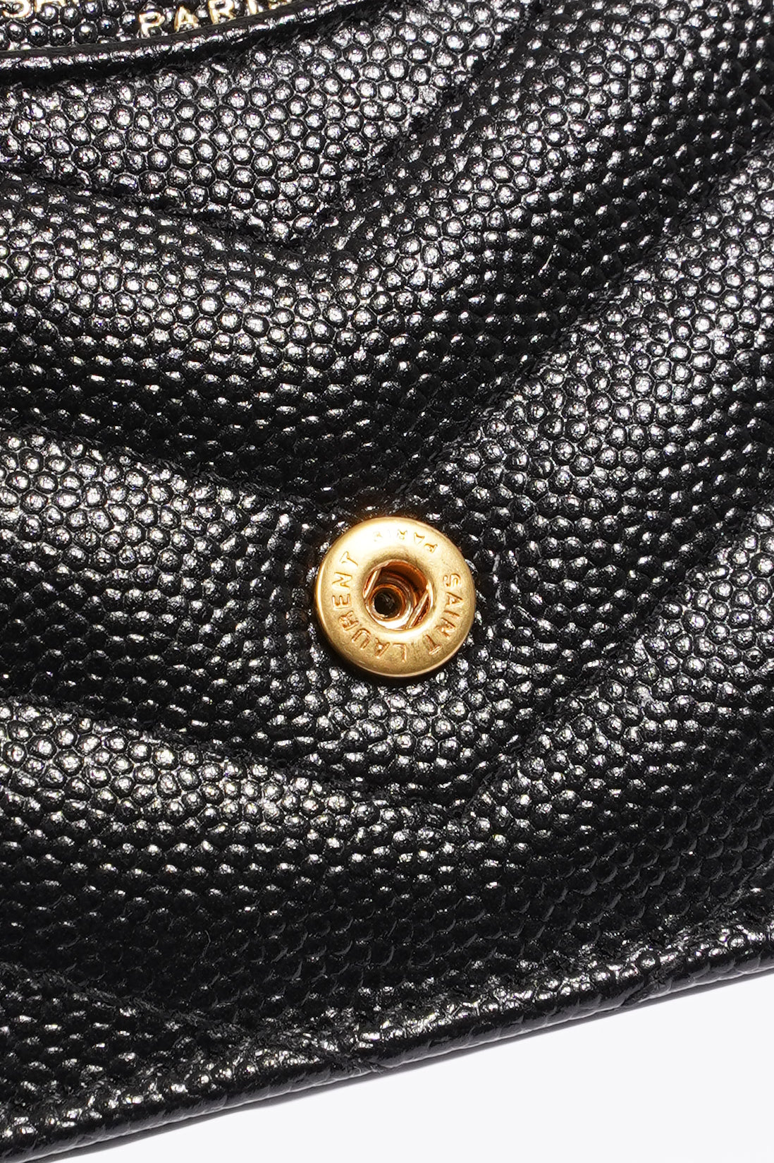 Saint Laurent Womens Cassandre Card Holder Black Leather