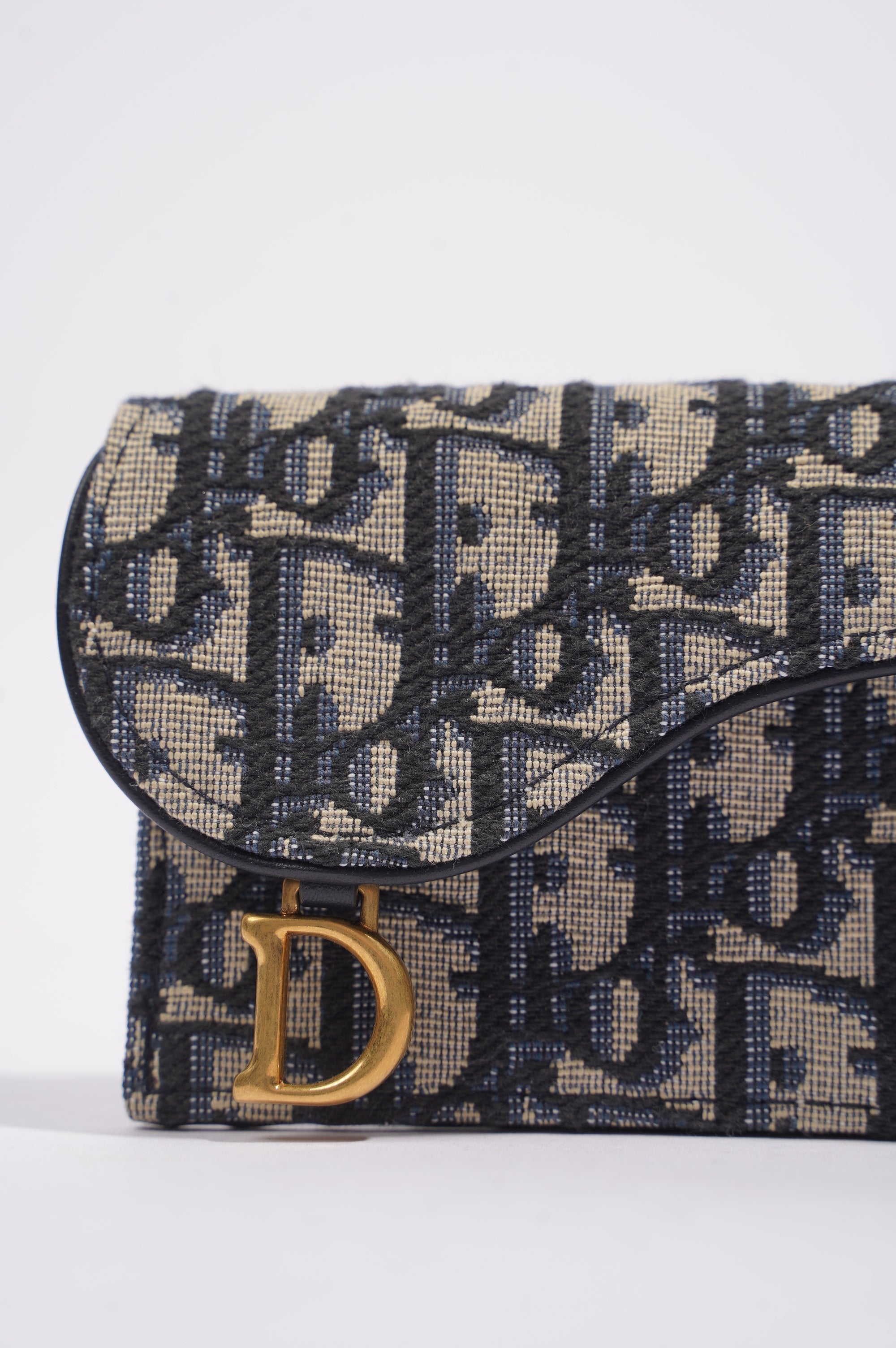 Christian Dior Womens Saddle Flap Compact Zipped Card Holder Oblique
