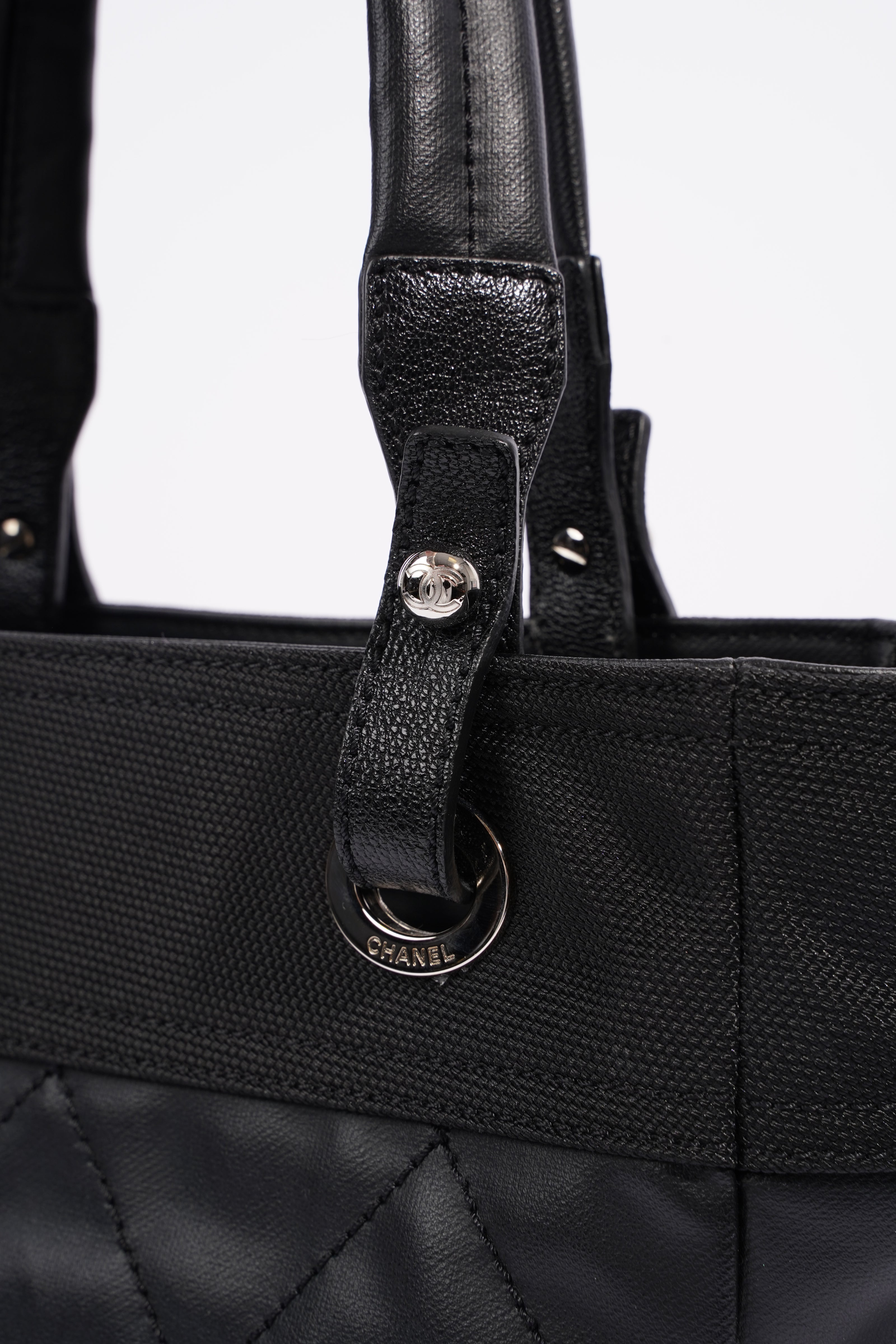 Chanel Paris Biarritz Tote Black Canvas