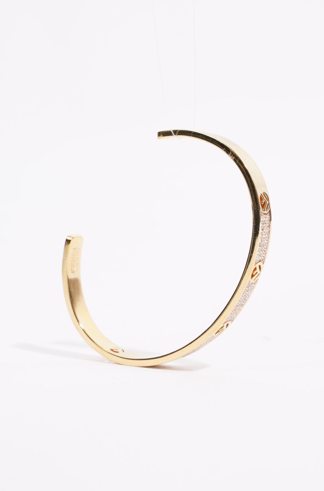 Fendi Womens F Bracelet Golden Finish Brass Small