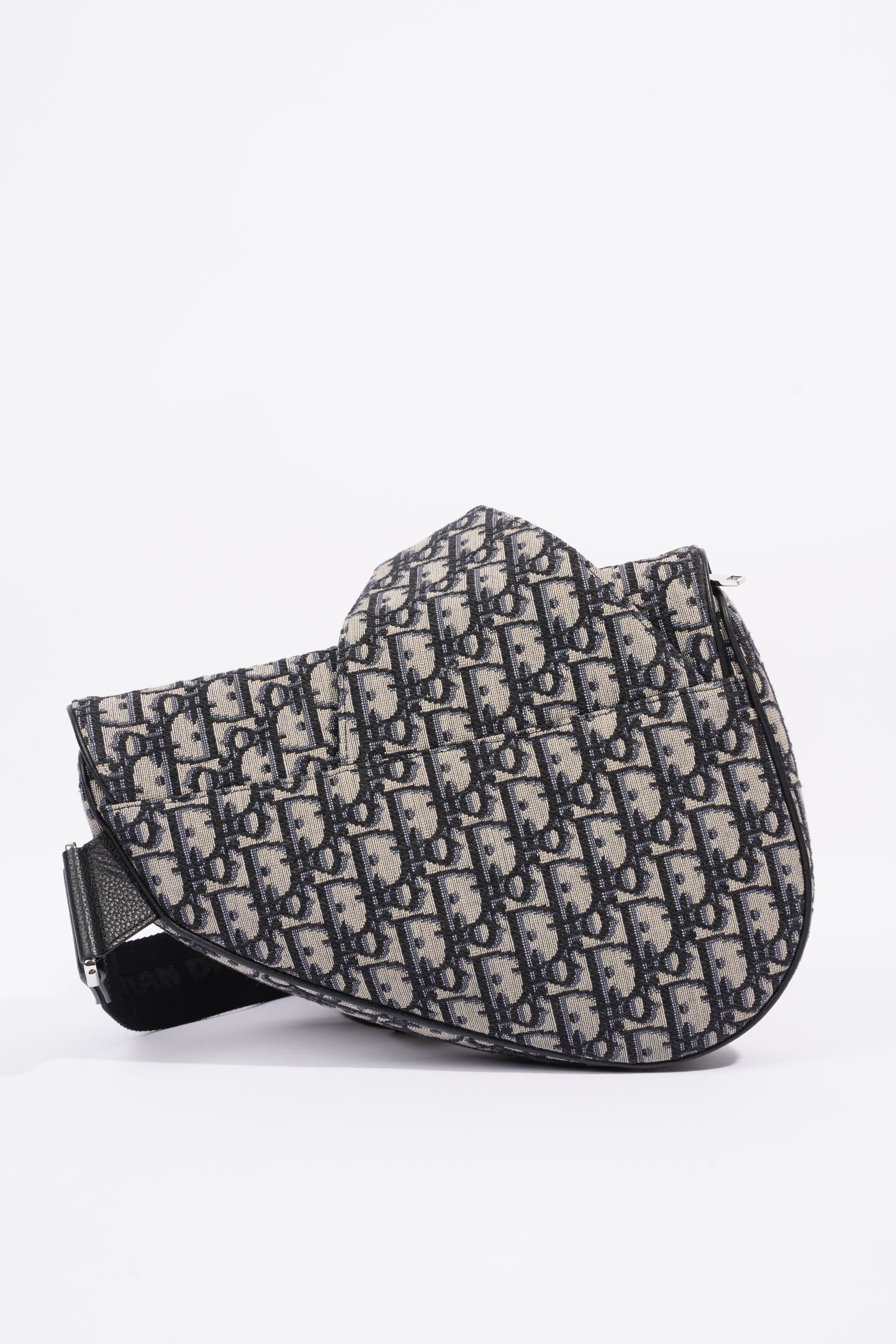 Christian Dior Mens Saddle Oblique White / Blue Canvas
