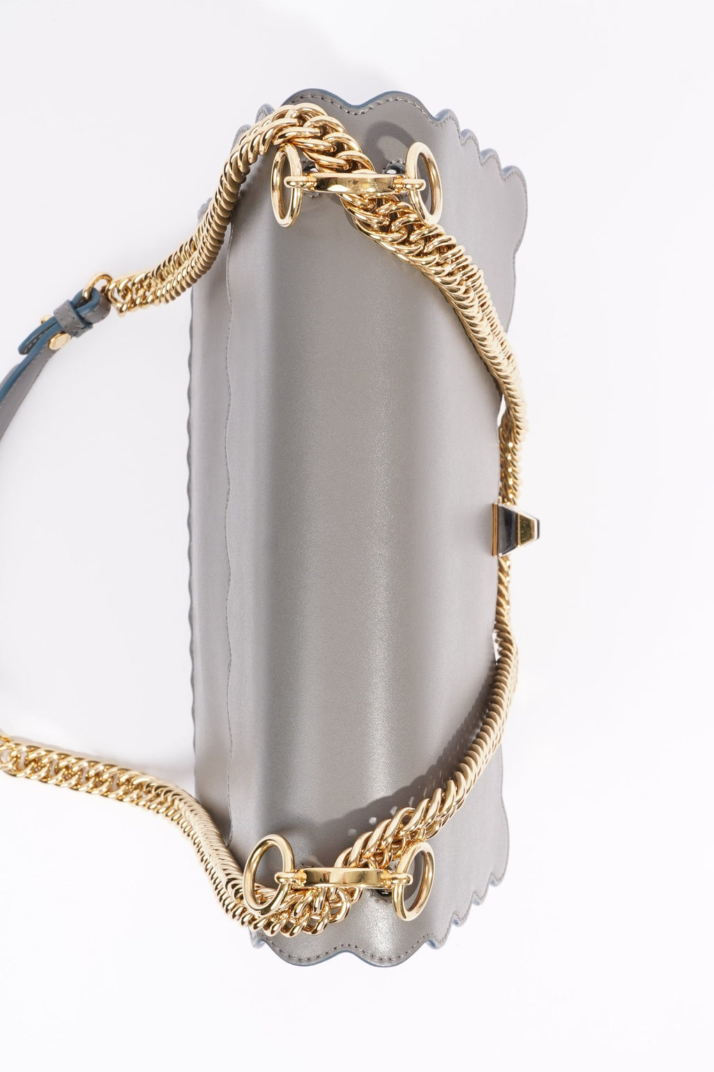 Fendi Kan I Scallop Bag Grey Leather Medium