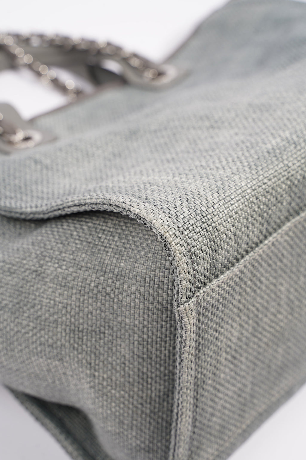 Chanel Womens Deauville Bag Grey Canvas Small