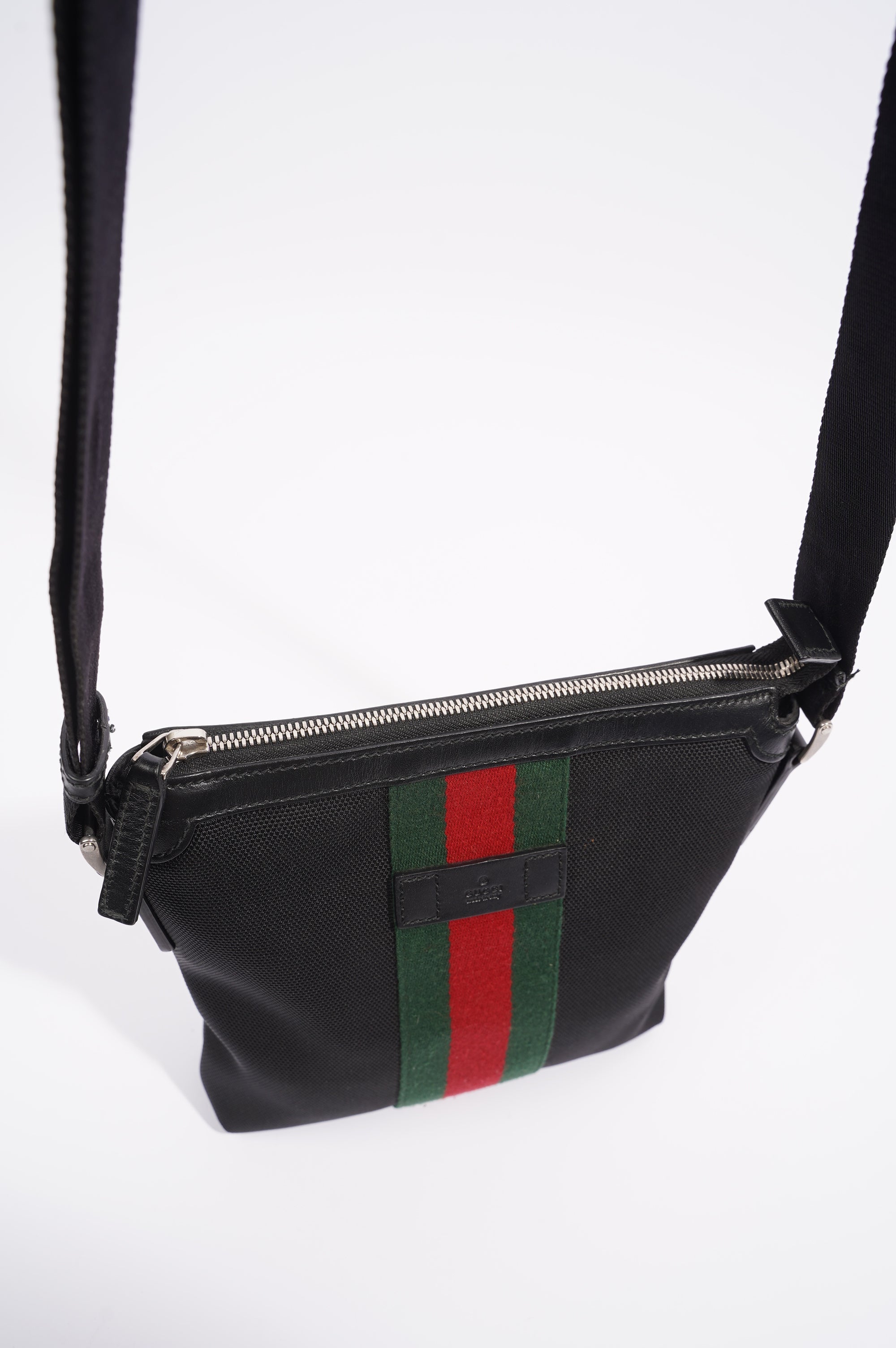 Gucci Womens Cloth Messenger Bag Black Small