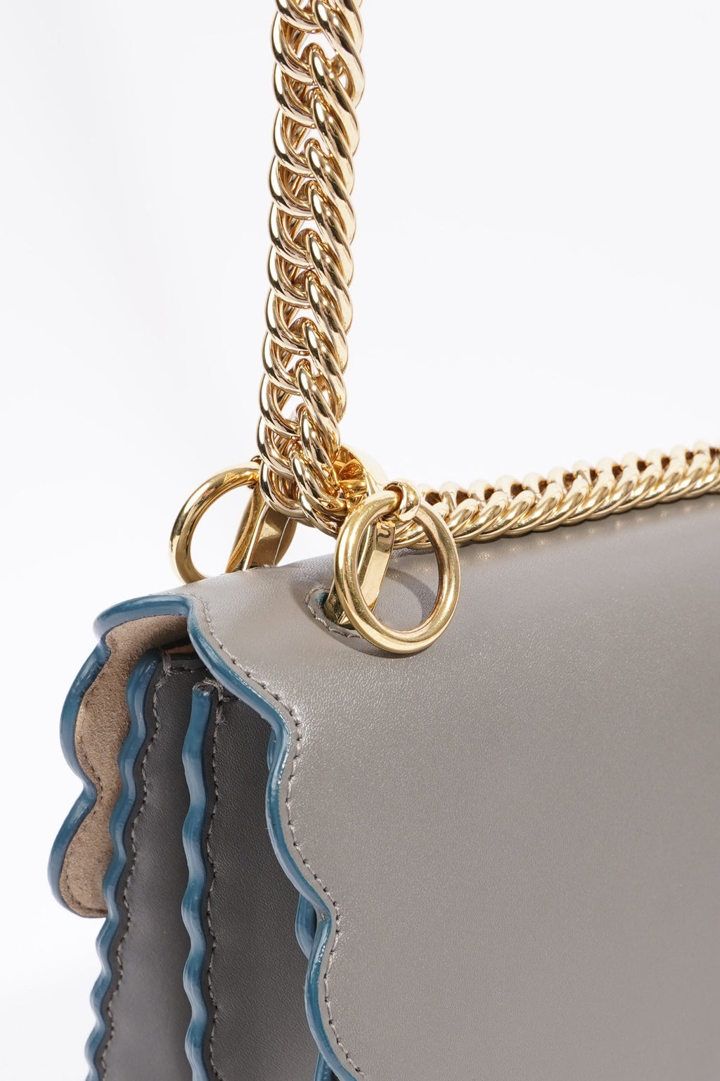 Fendi Kan I Scallop Bag Grey Leather Medium