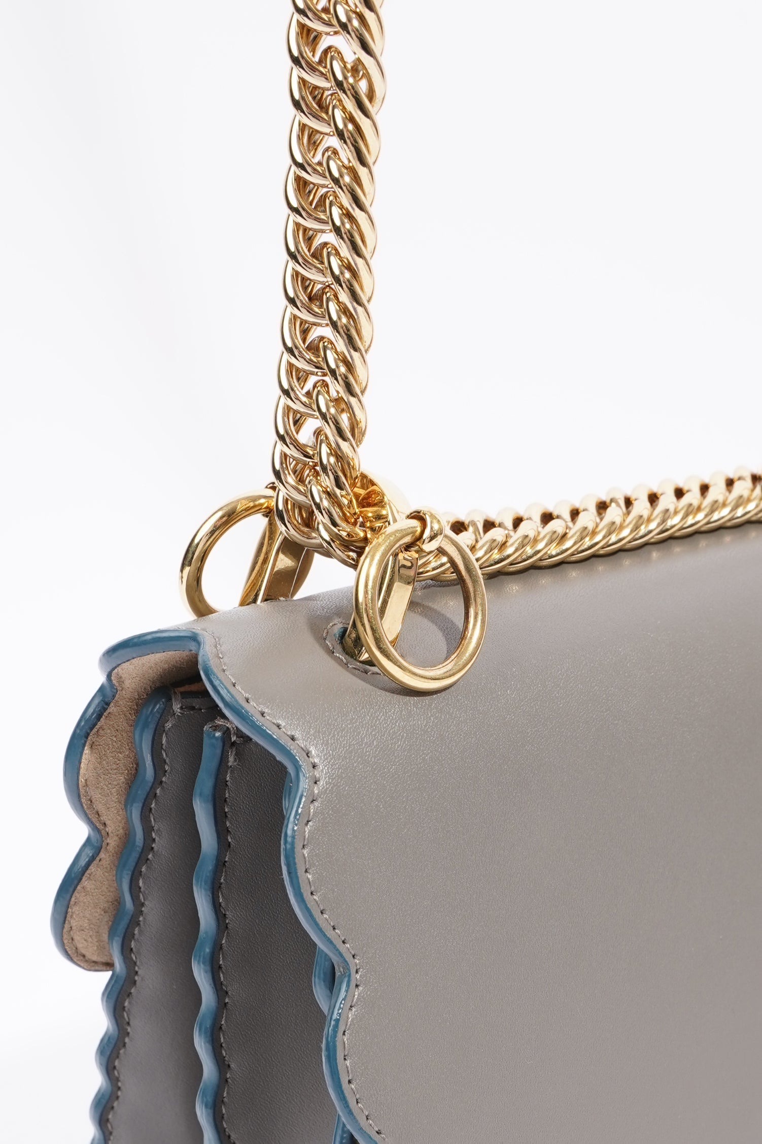 Fendi Kan I Scallop Bag Grey Leather Medium
