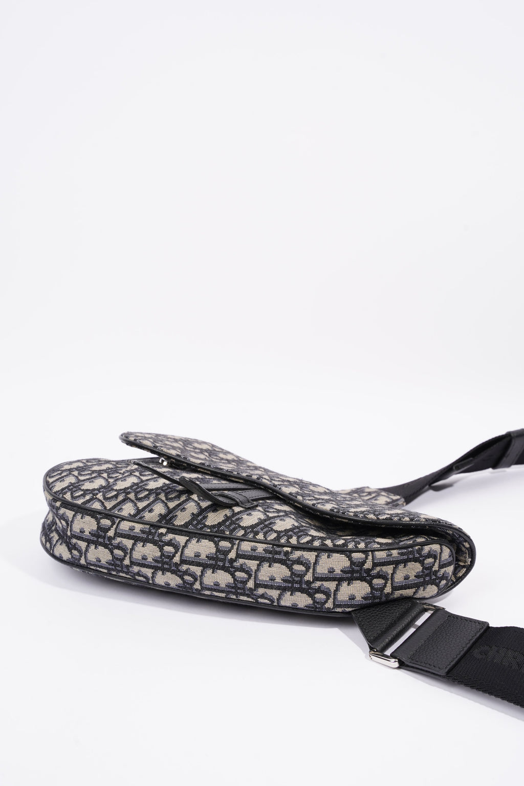 Christian Dior Mens Saddle Oblique White / Blue Canvas