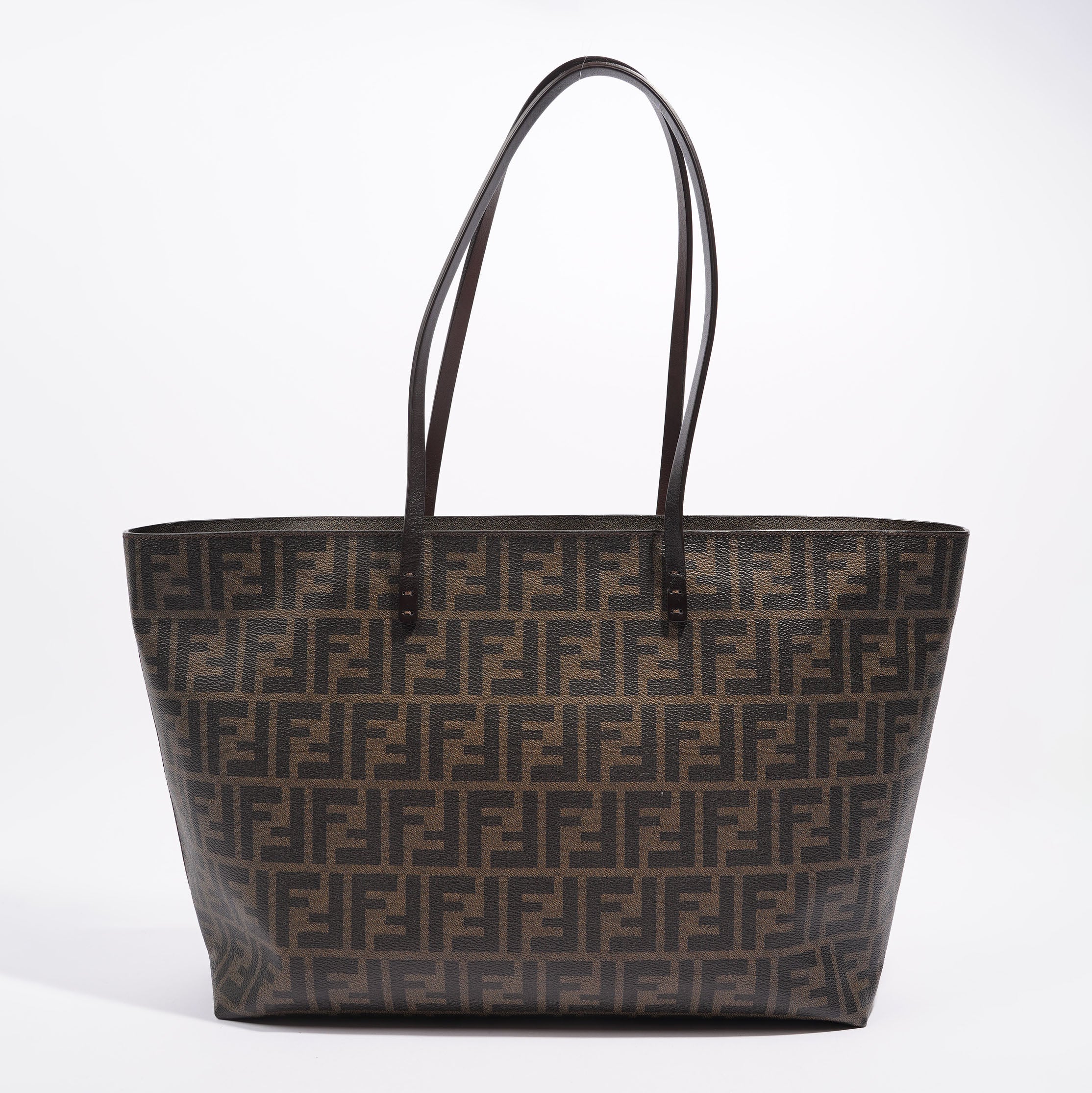 Fendi Womens Zucca Roll Tote Bag Monogram Canvas Medium