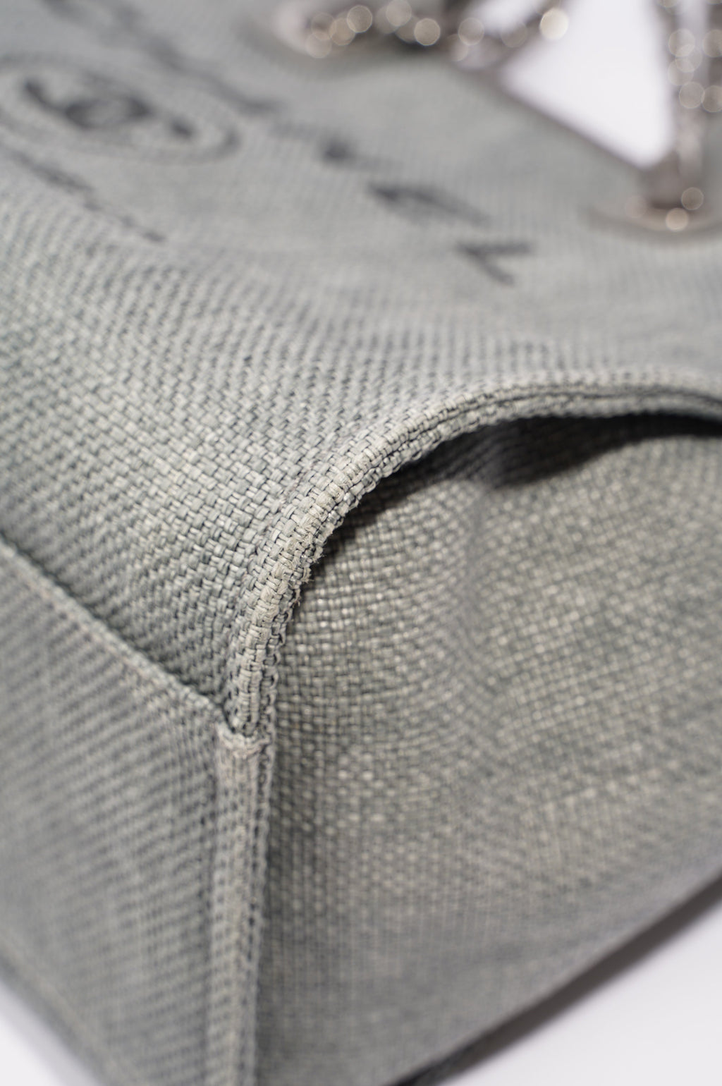 Chanel Womens Deauville Bag Grey Canvas Small