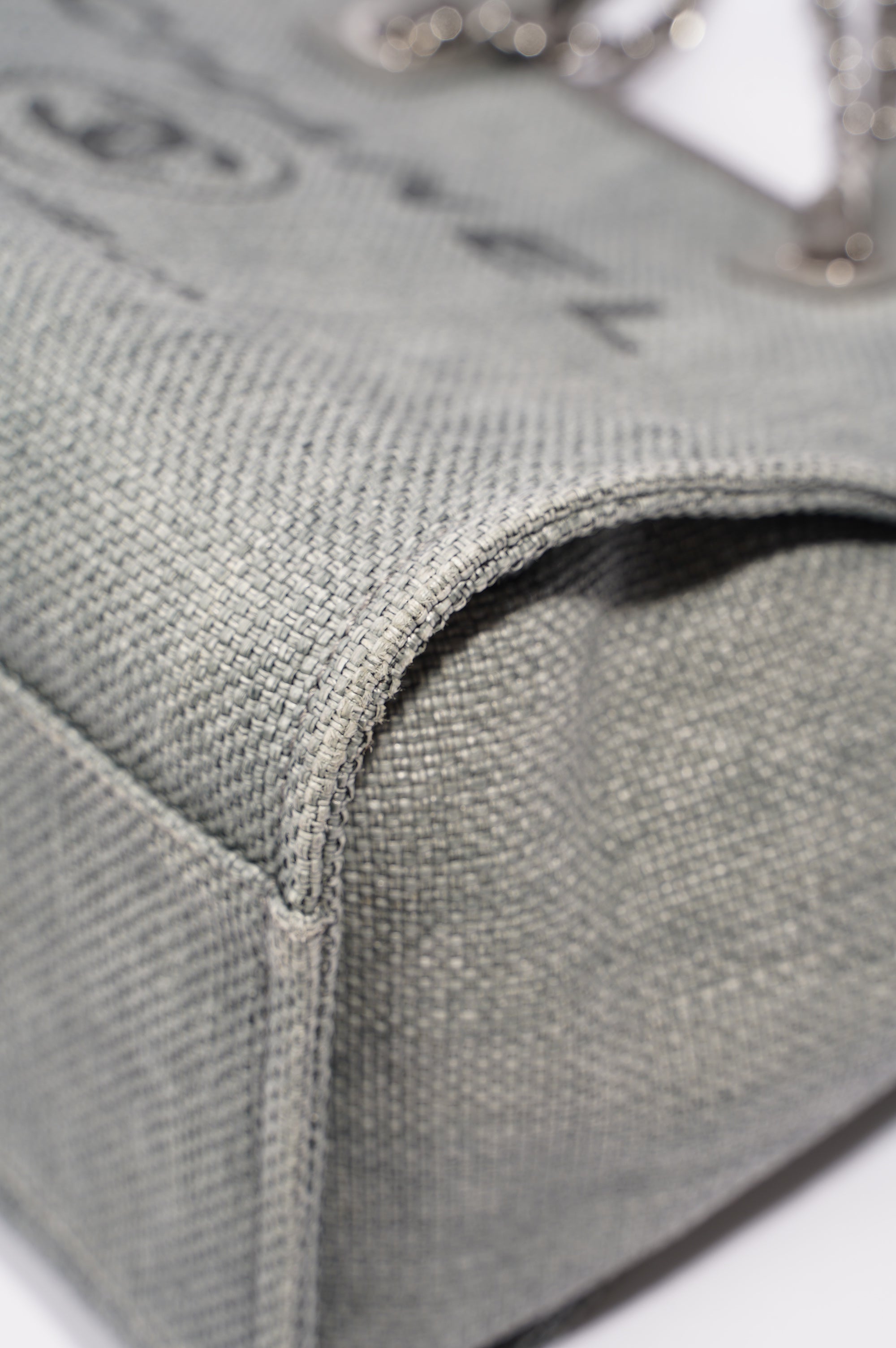Chanel Womens Deauville Bag Grey Canvas Small
