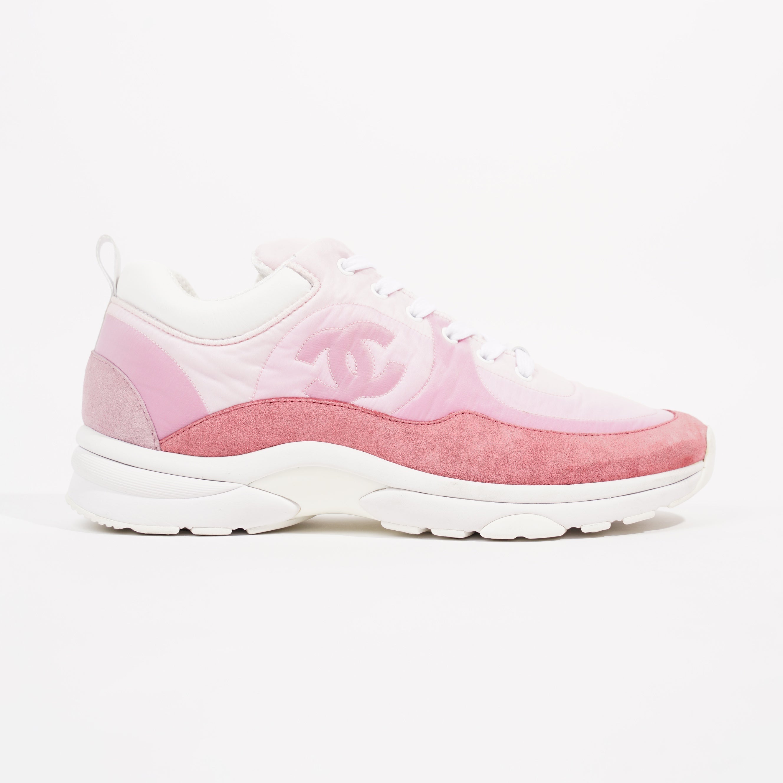 Chanel Womens CC Logo Pink / White EU 41 / UK 8
