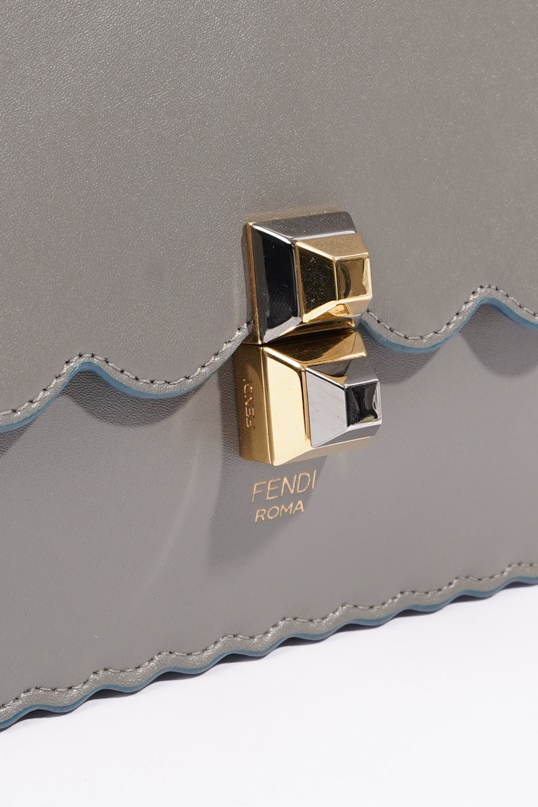 Fendi Kan I Scallop Bag Grey Leather Medium
