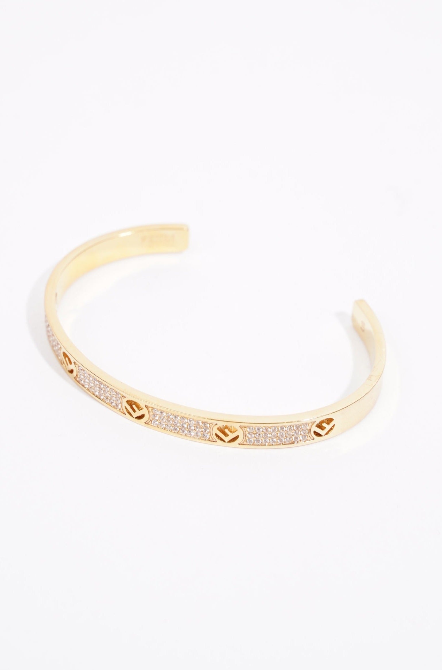 Fendi Womens F Bracelet Golden Finish Brass Small