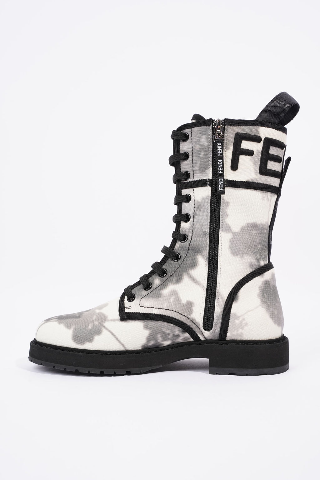 Fendi Womens Canvas Boots White / Grey EU 38 / UK 5