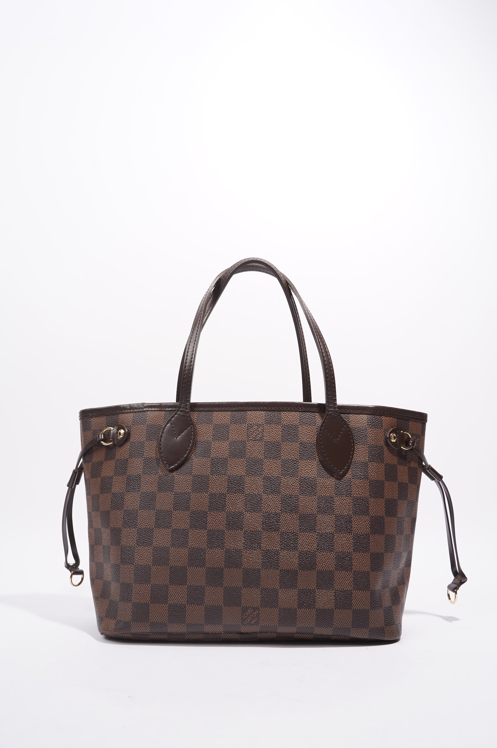 Louis Vuitton Womens Neverfull Bag Damier Ebene Canvas PM