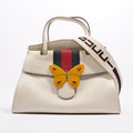 Gucci Totem Web Stripped Butterfly Bag White Leather Medium