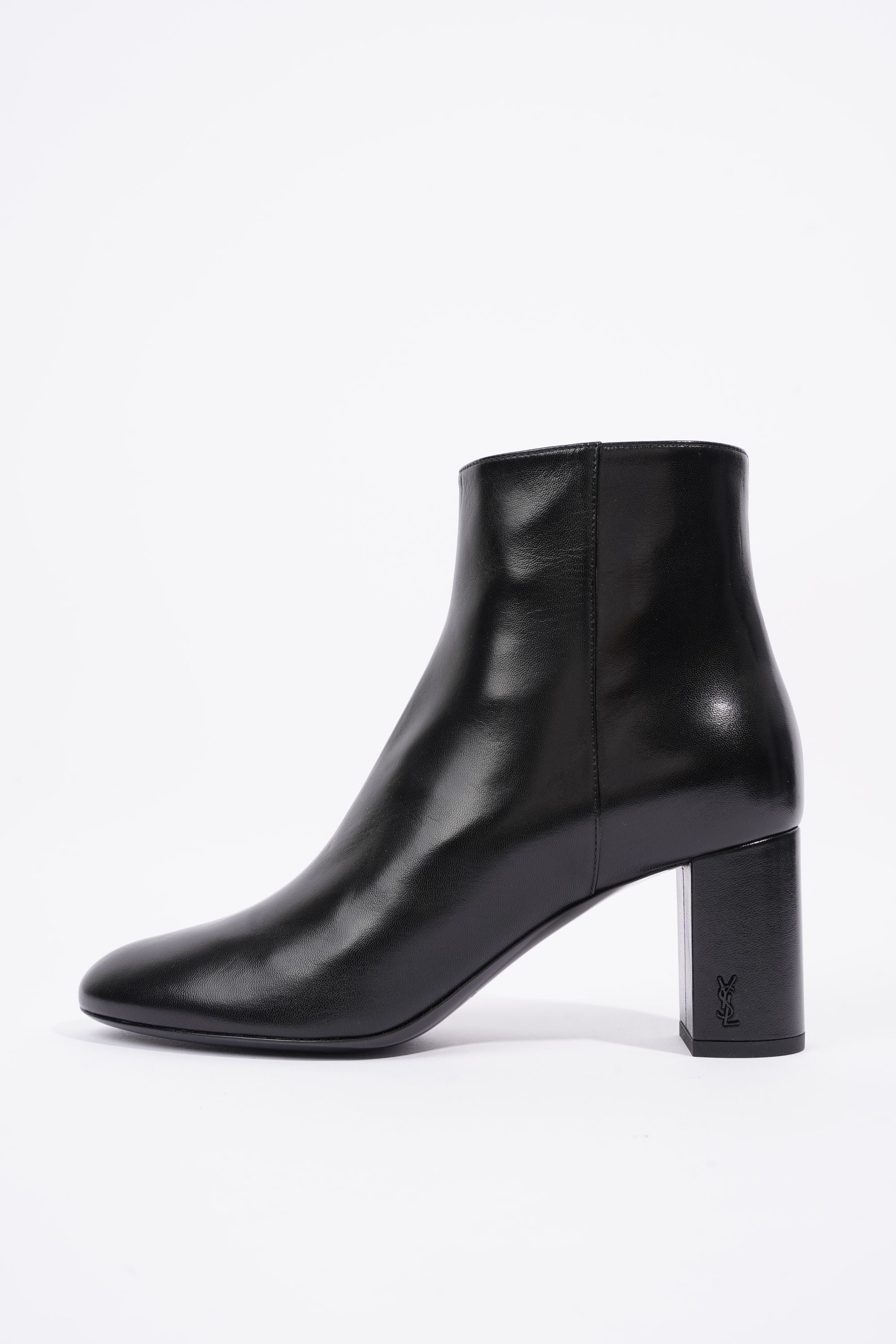 Saint Laurent Womens Lou Lou Leather Zip Boots Black EU 39.5 / UK 6.5
