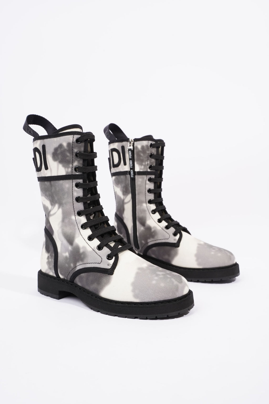 Fendi Womens Canvas Boots White / Grey EU 38 / UK 5