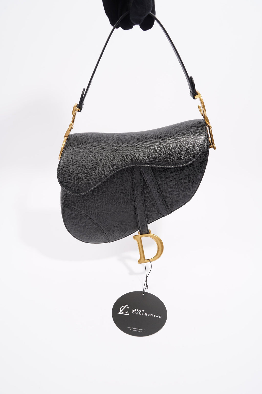 Christian Dior Womens Saddle Bag Black Leather