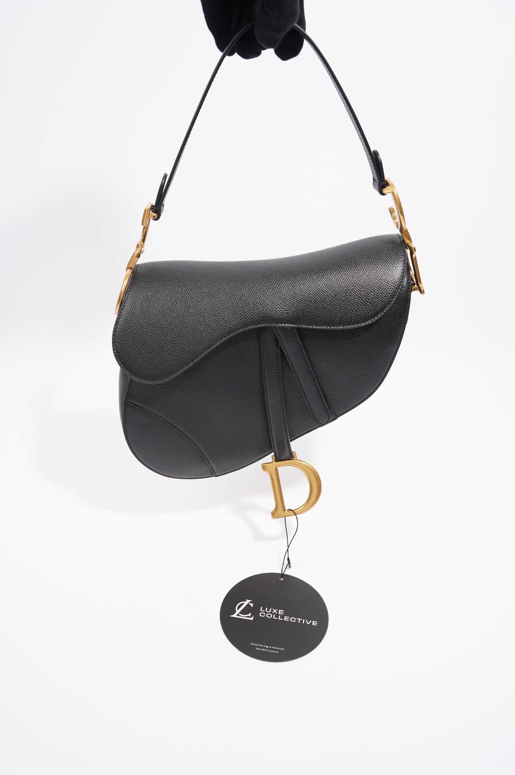 Christian Dior Womens Saddle Bag Black Leather