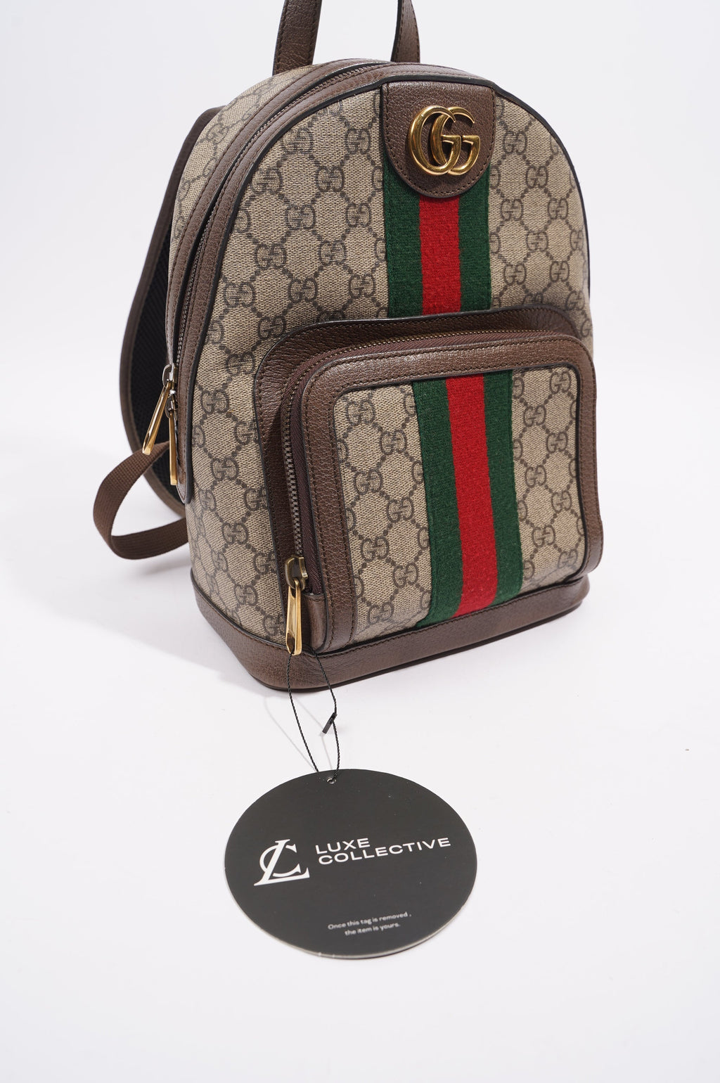 Gucci Womens Ophidia GG Backpack Brown Canvas Small