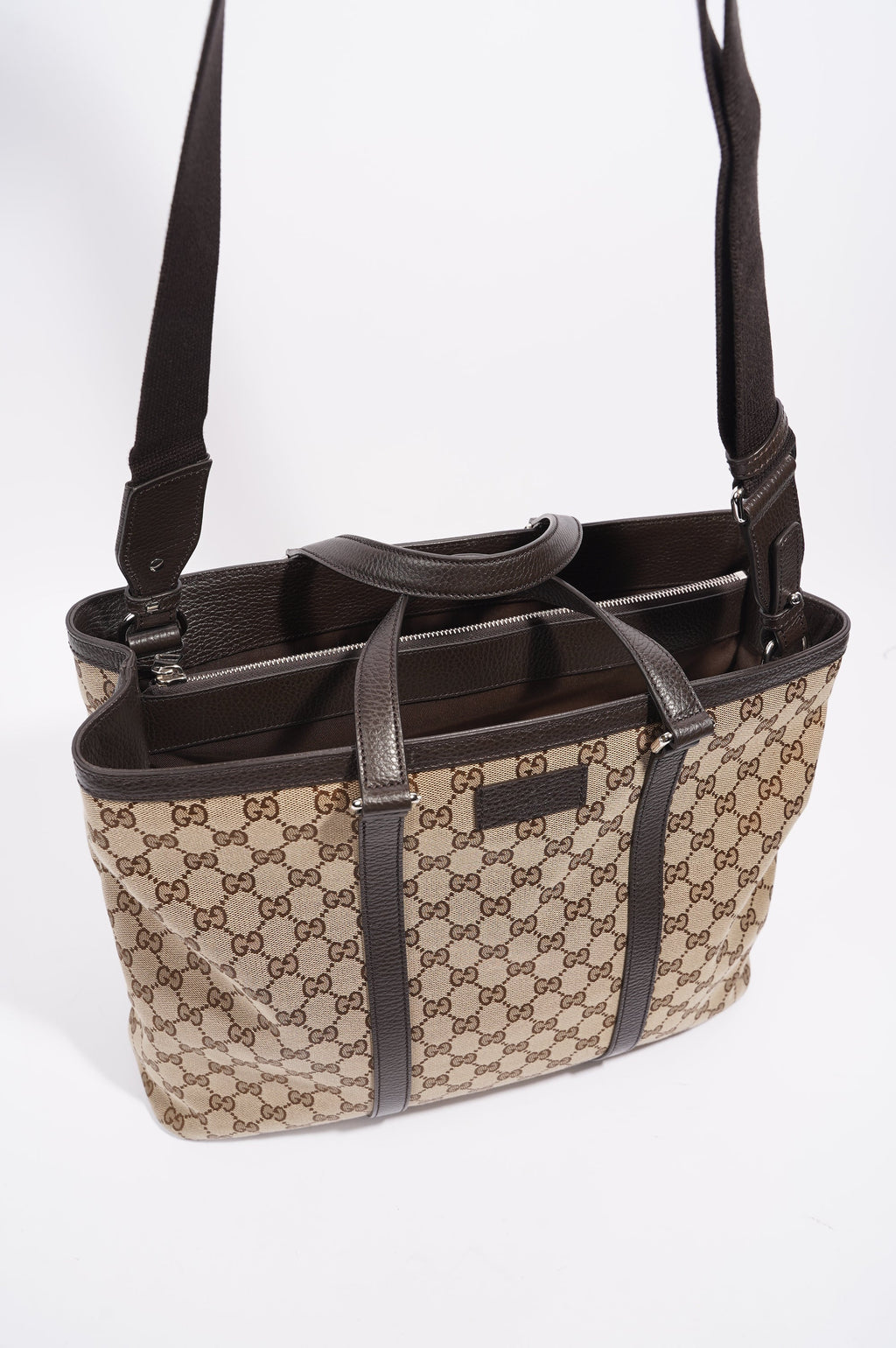 Gucci Womens GG Joy Tote Brown Canvas Large