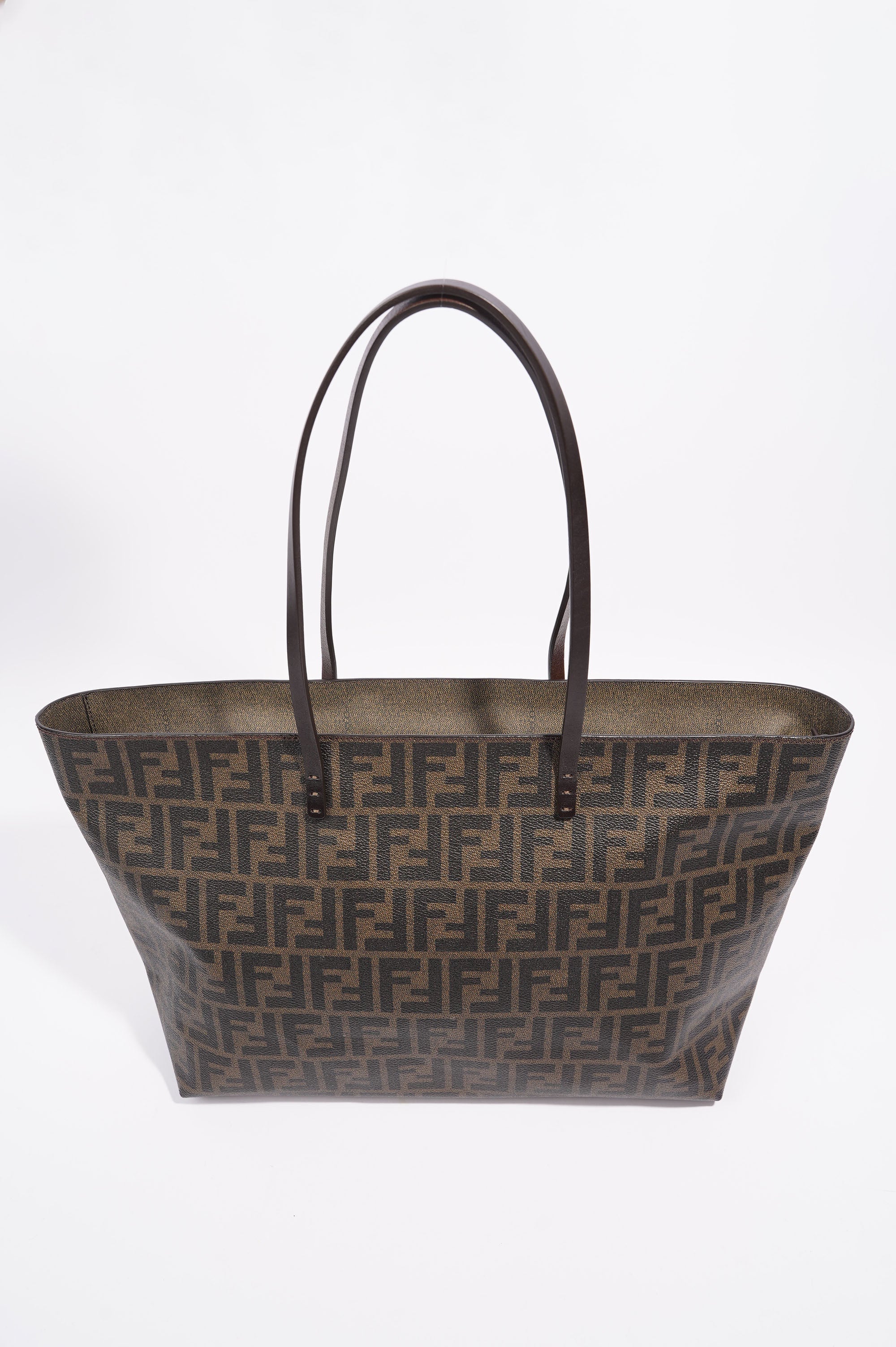 Fendi Womens Zucca Roll Tote Bag Monogram Canvas Medium